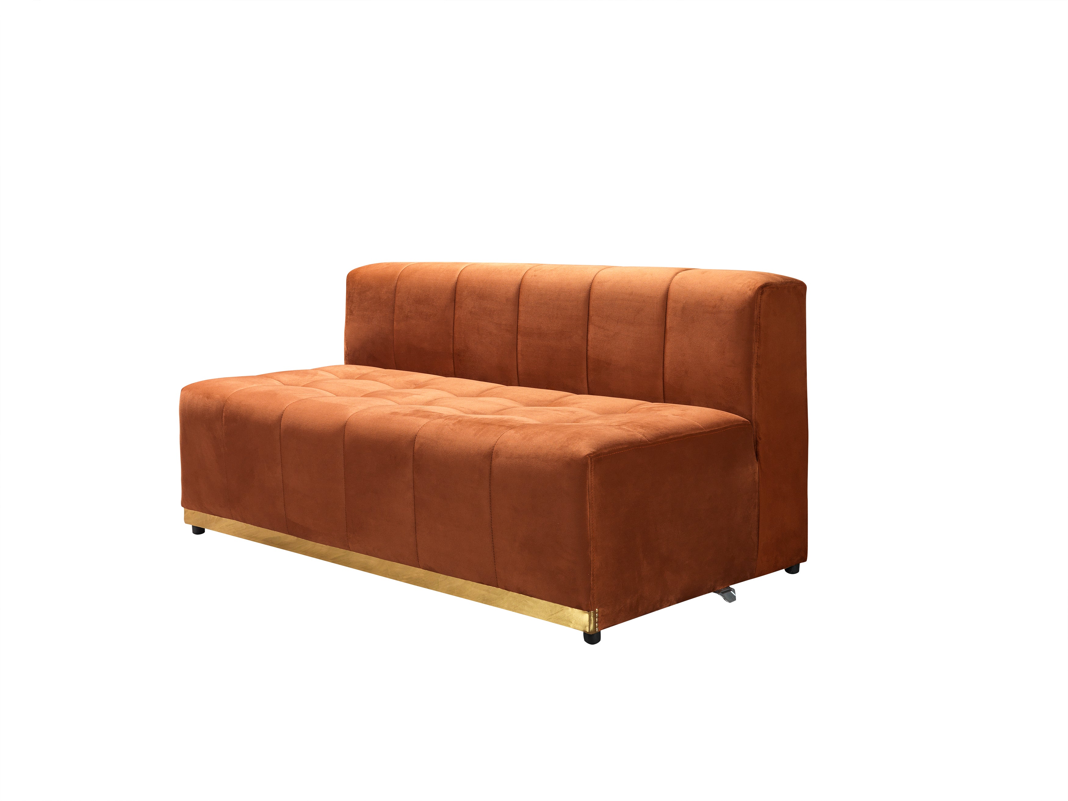 Nova - Elisha Orange Velvet Double Chaise 140" Sectional