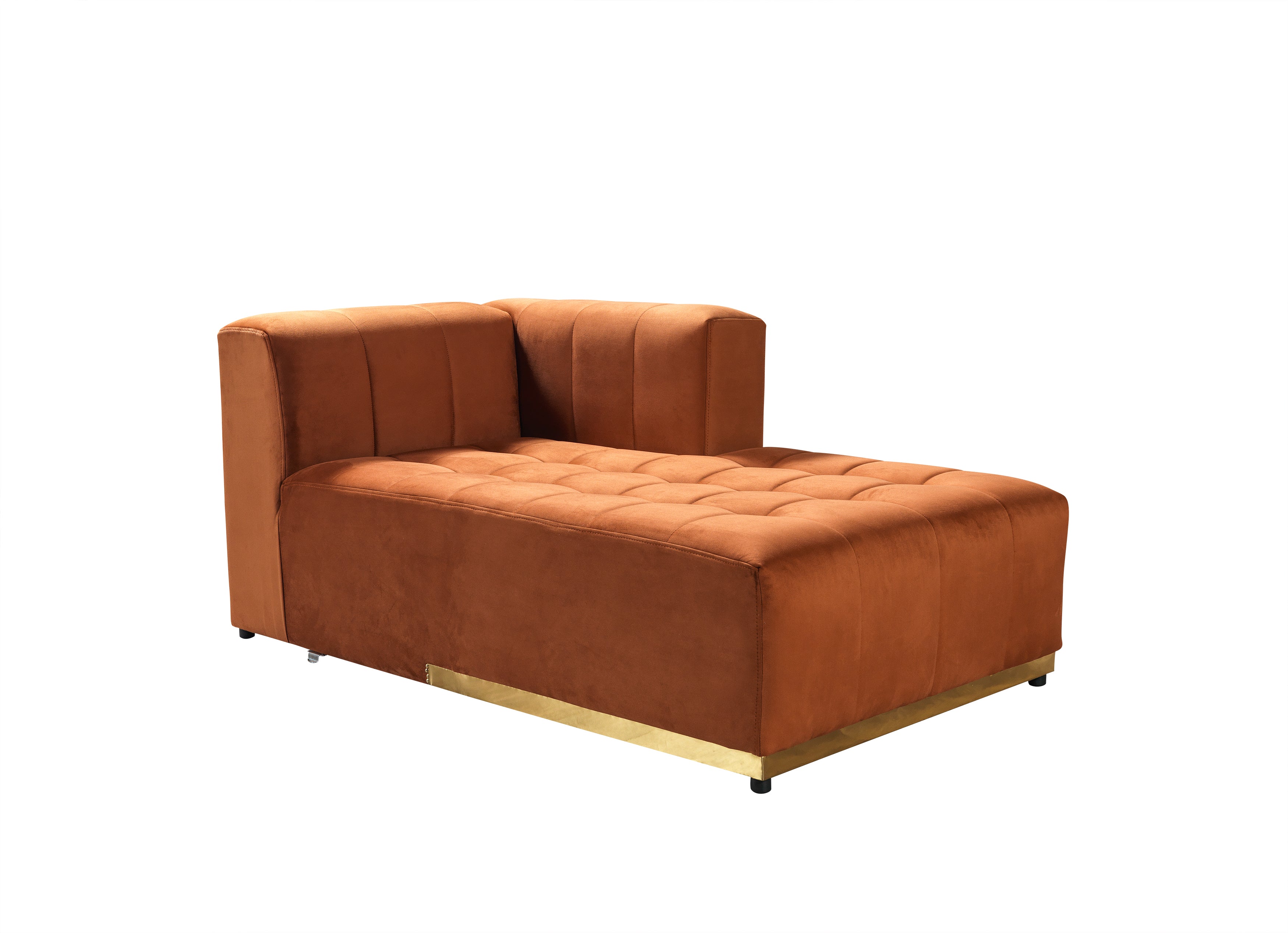 Nova - Elisha Orange Velvet Double Chaise 140" Sectional