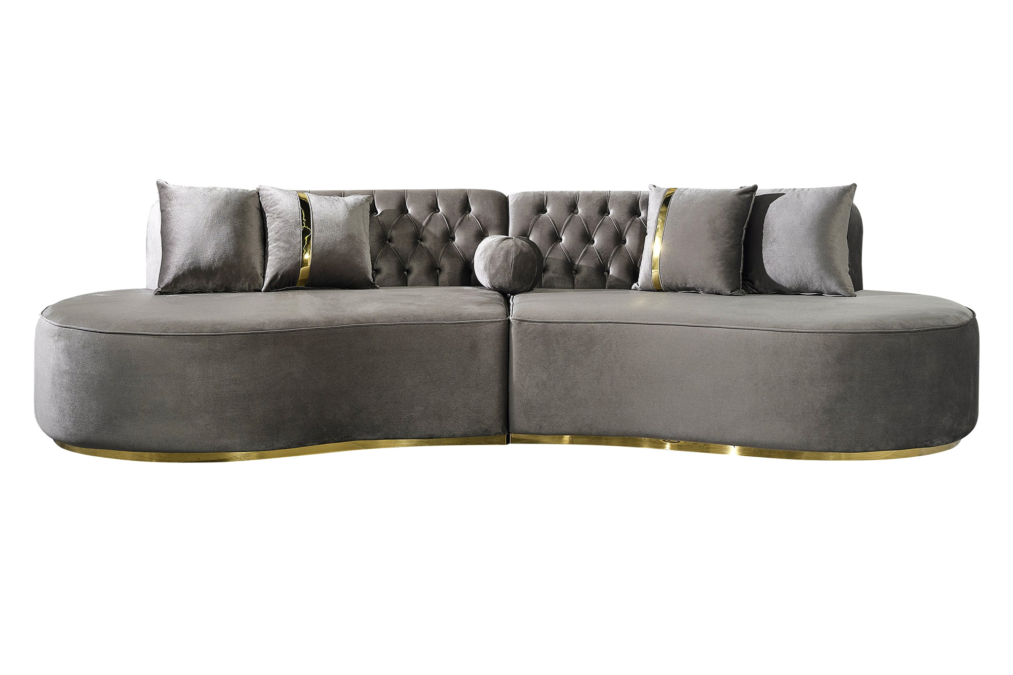 Nova Ella Velvet Curved Sectional - Gray