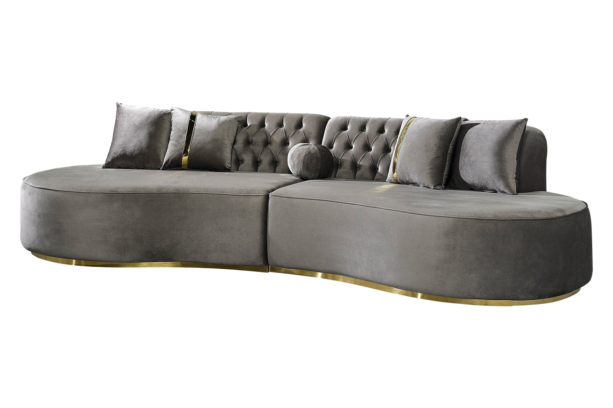 Nova Ella Velvet Curved Sectional - Gray