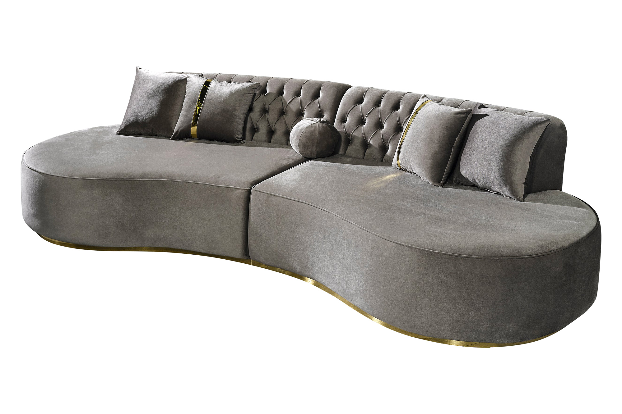 Nova Ella Velvet Curved Sectional - Gray