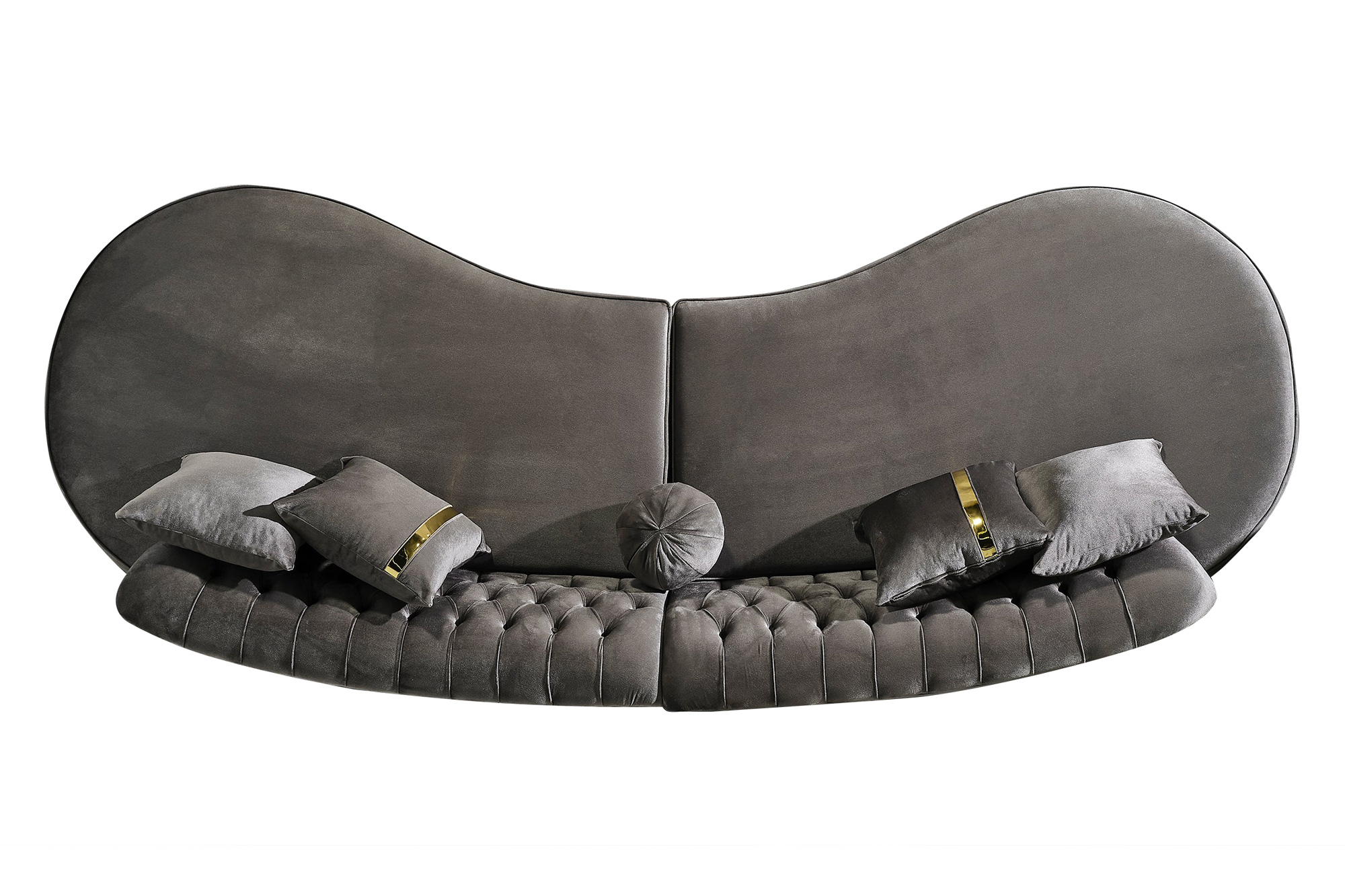 Nova Ella Velvet Curved Sectional - Gray