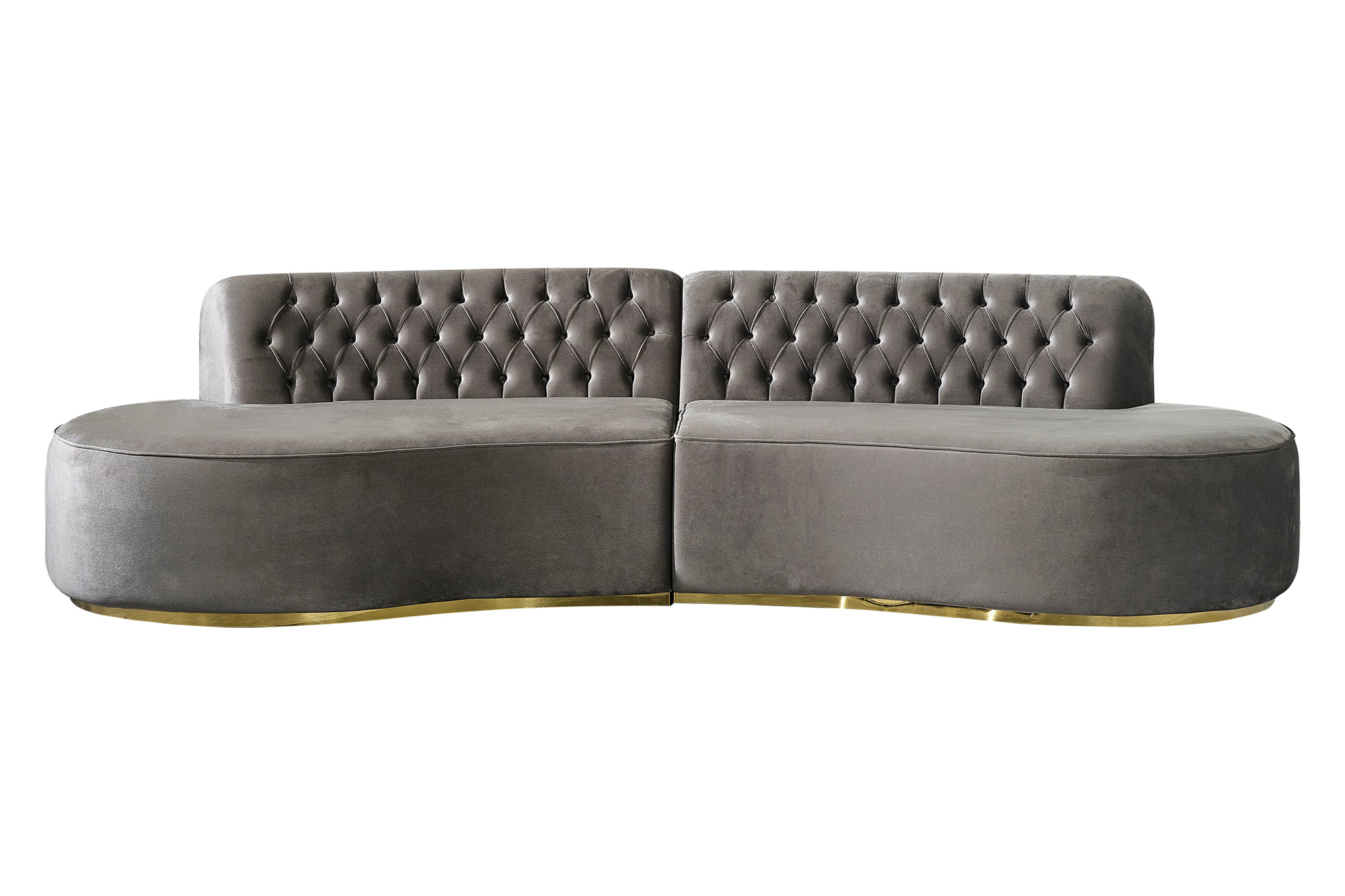 Nova Ella Velvet Curved Sectional - Gray