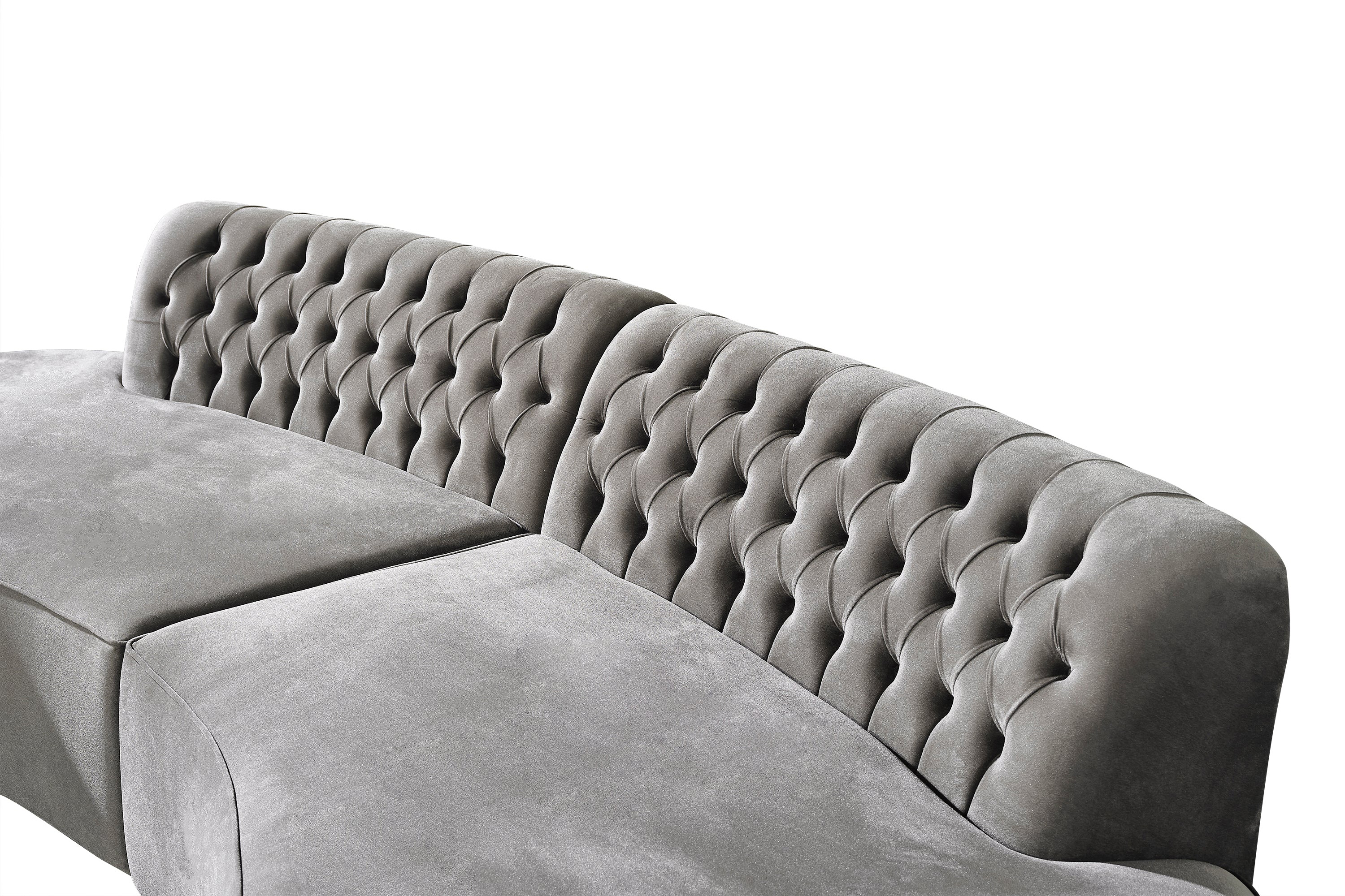 Nova Ella Velvet Curved Sectional - Gray