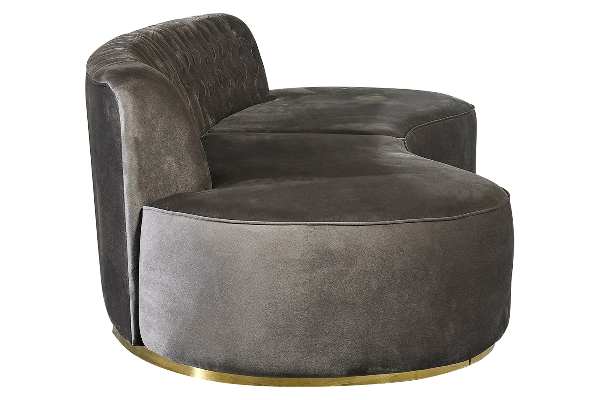 Nova Ella Velvet Curved Sectional - Gray