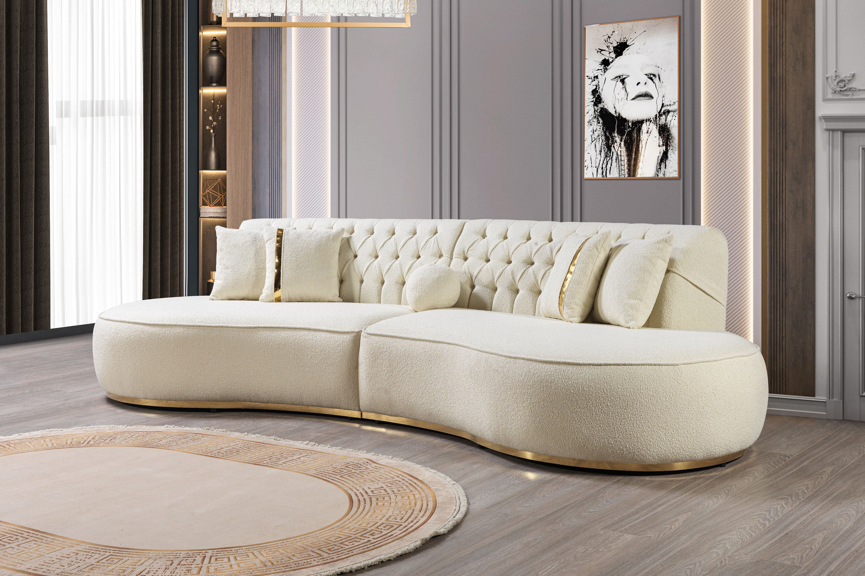 Nova Ella Boucle Curved Sectional - Ivory