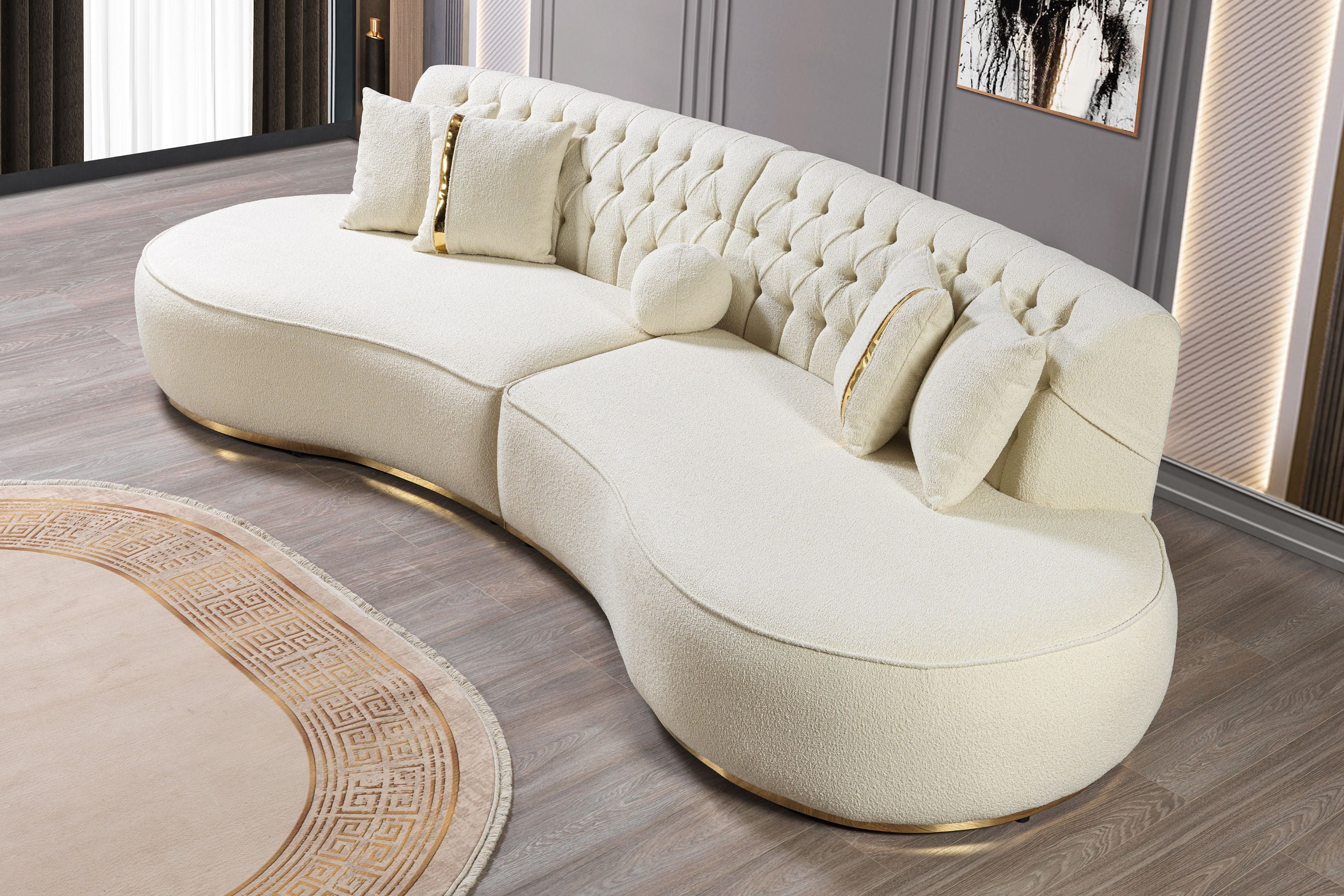 Nova Ella Boucle Curved Sectional - Ivory