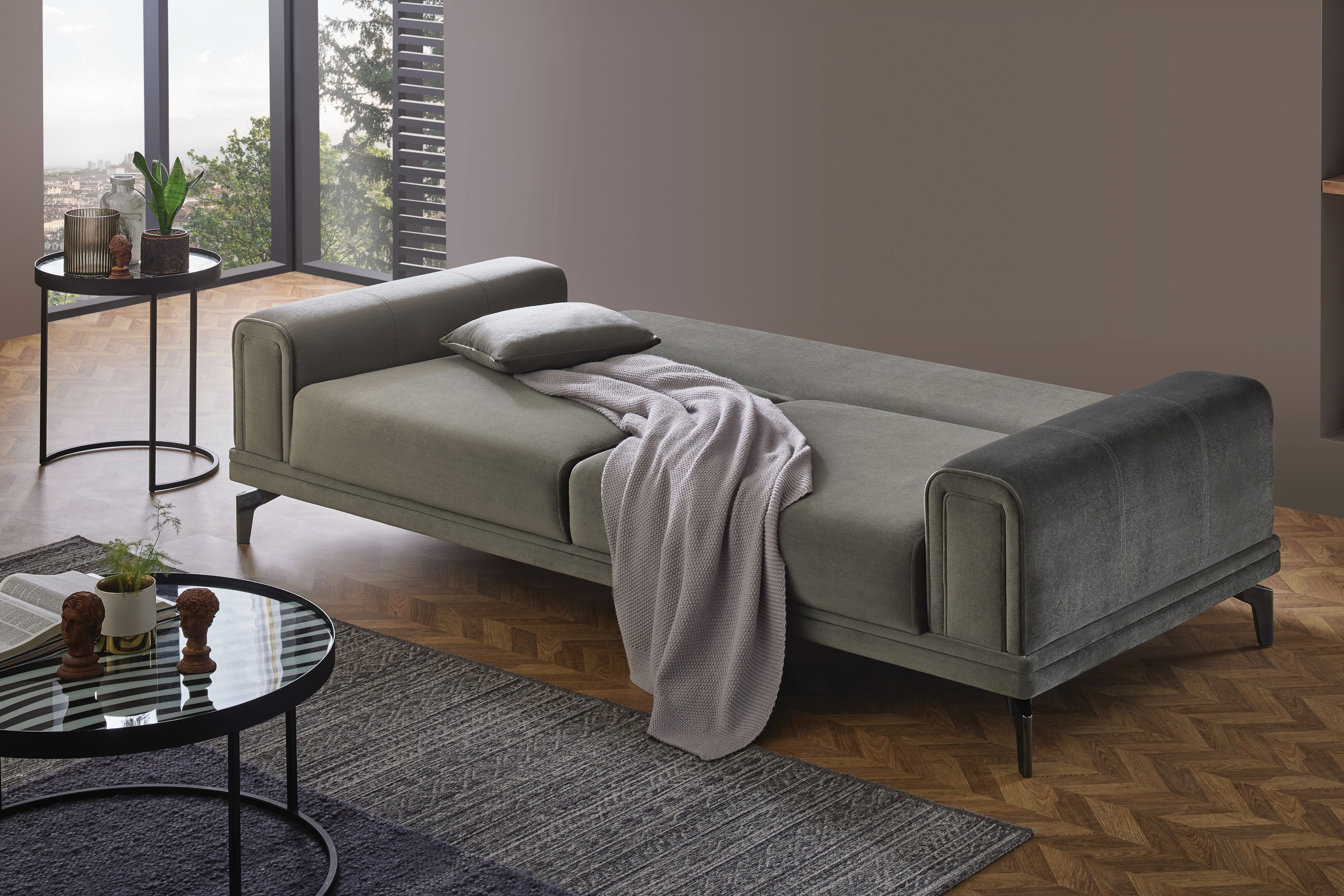 Nova Evora 3-Seater Sofa Bed - Khaki/Green