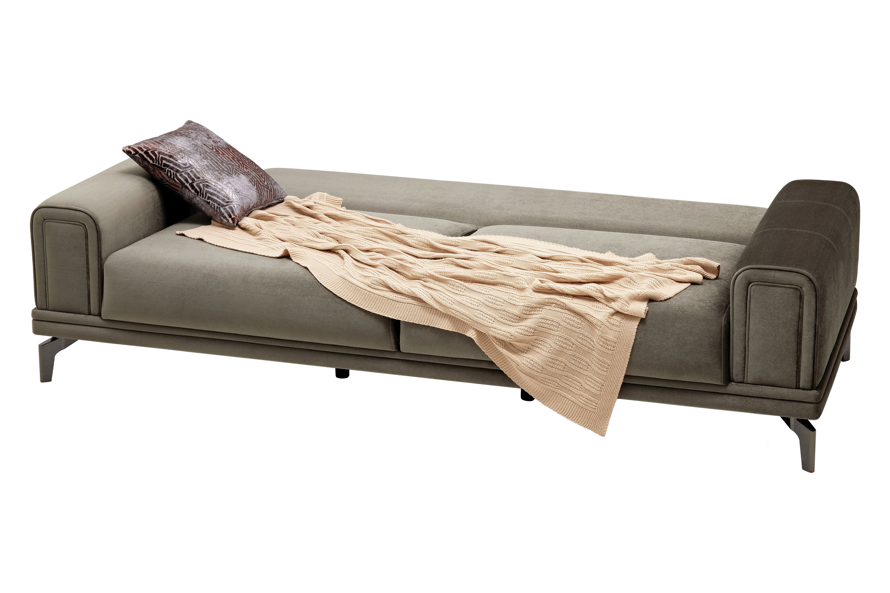 Nova Evora 3-Seater Sofa Bed - Khaki/Green