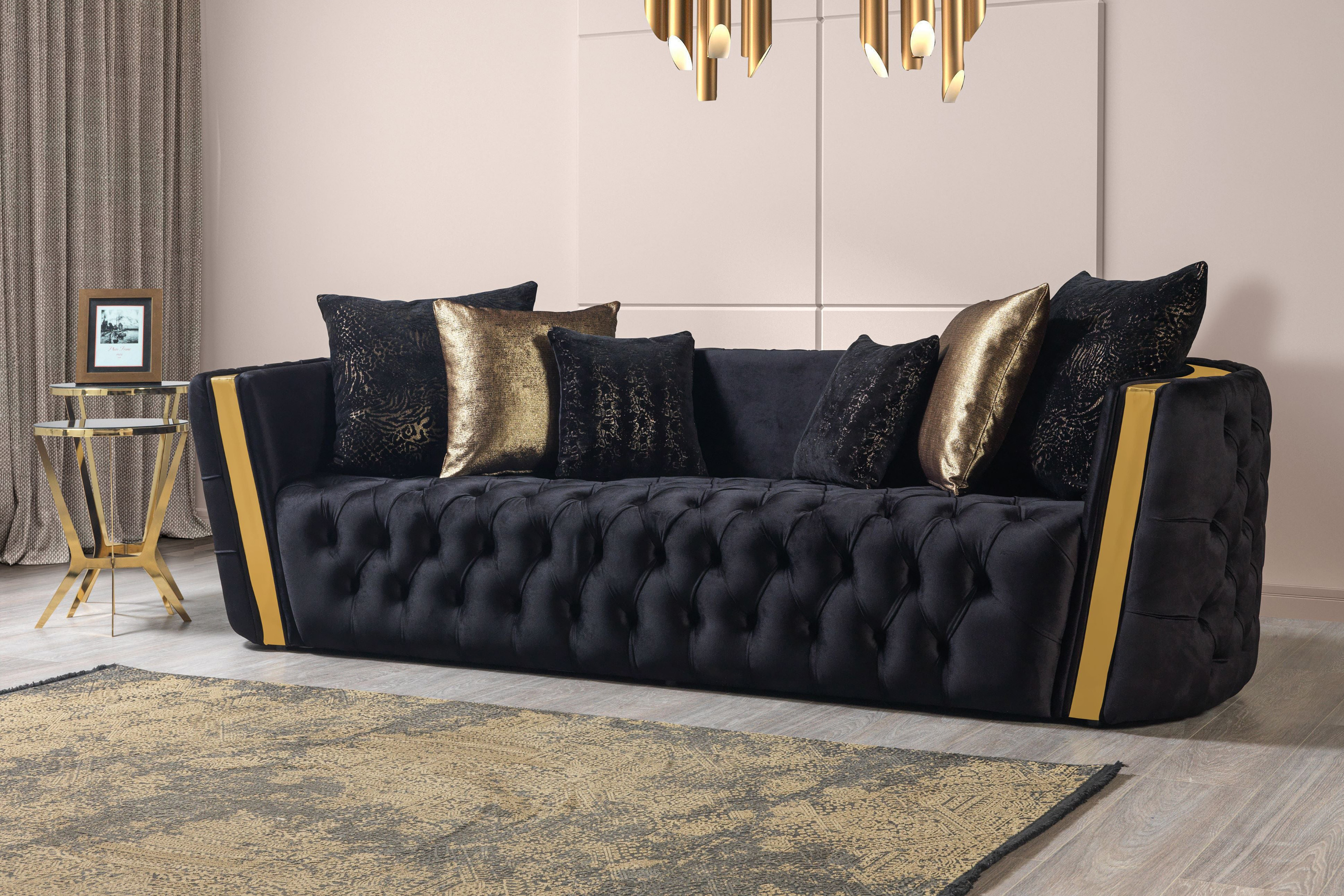 Nova Fanci Velvet Sofa & Loveseat - Black