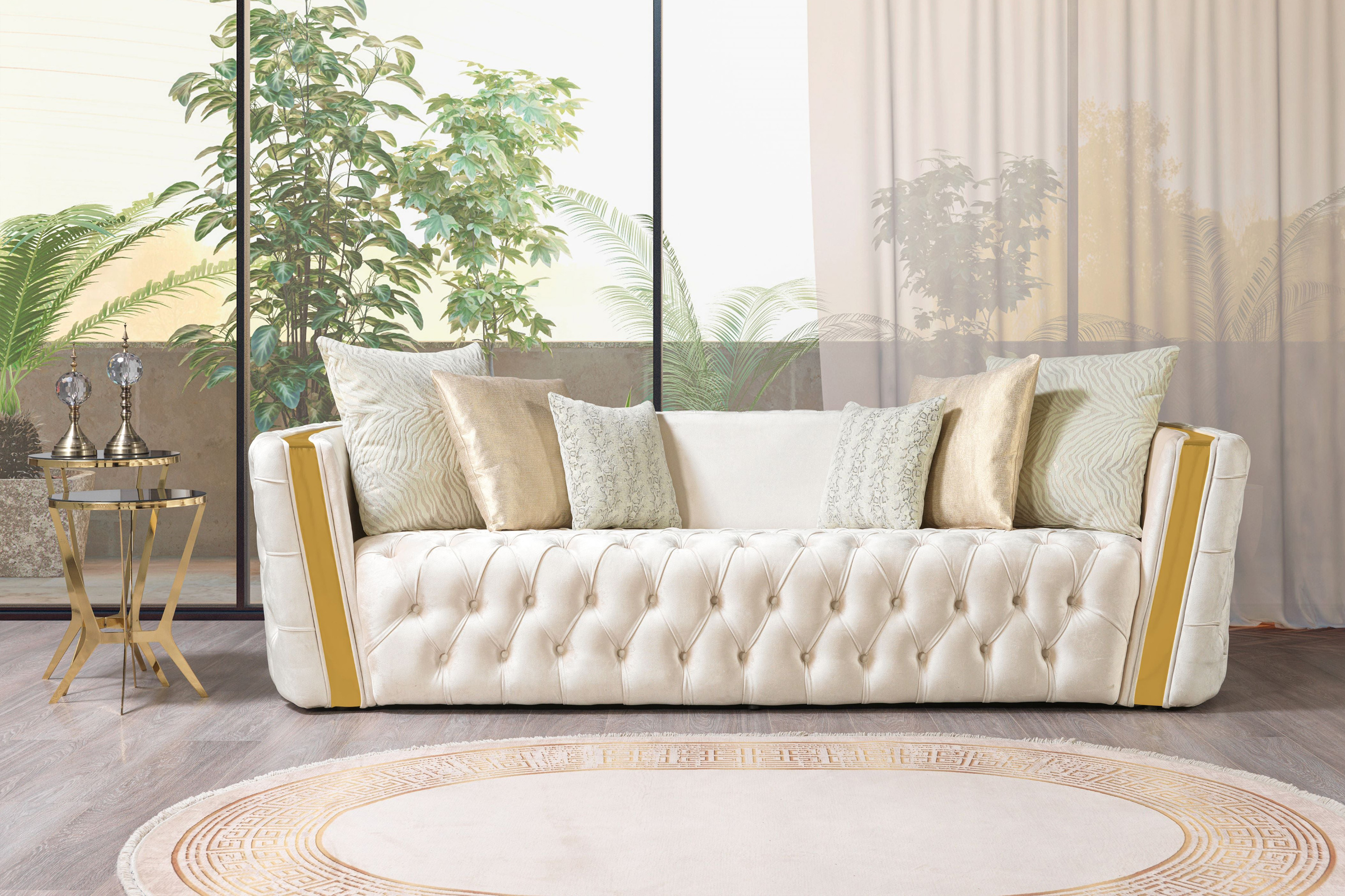 Nova Fanci Velvet Sofa & Loveseat - Ivory