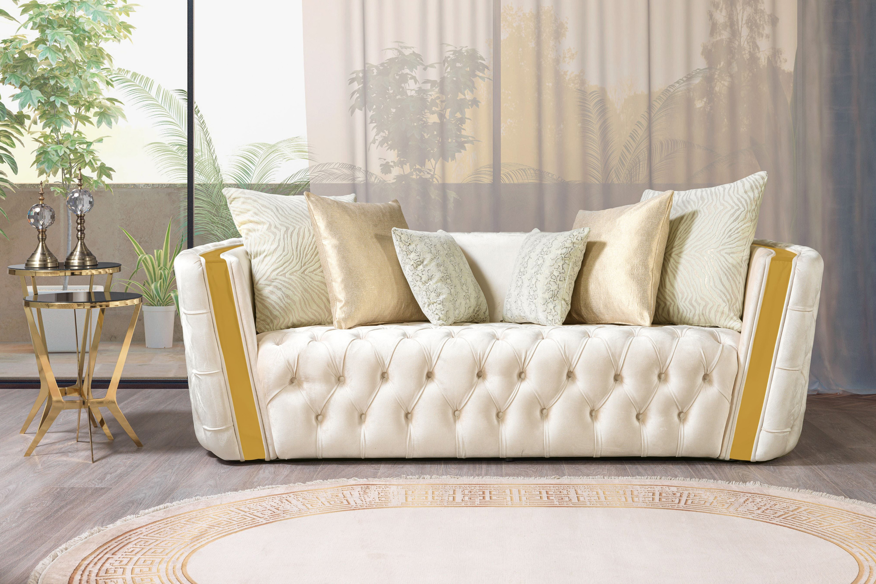 Nova Fanci Velvet Sofa & Loveseat - Ivory