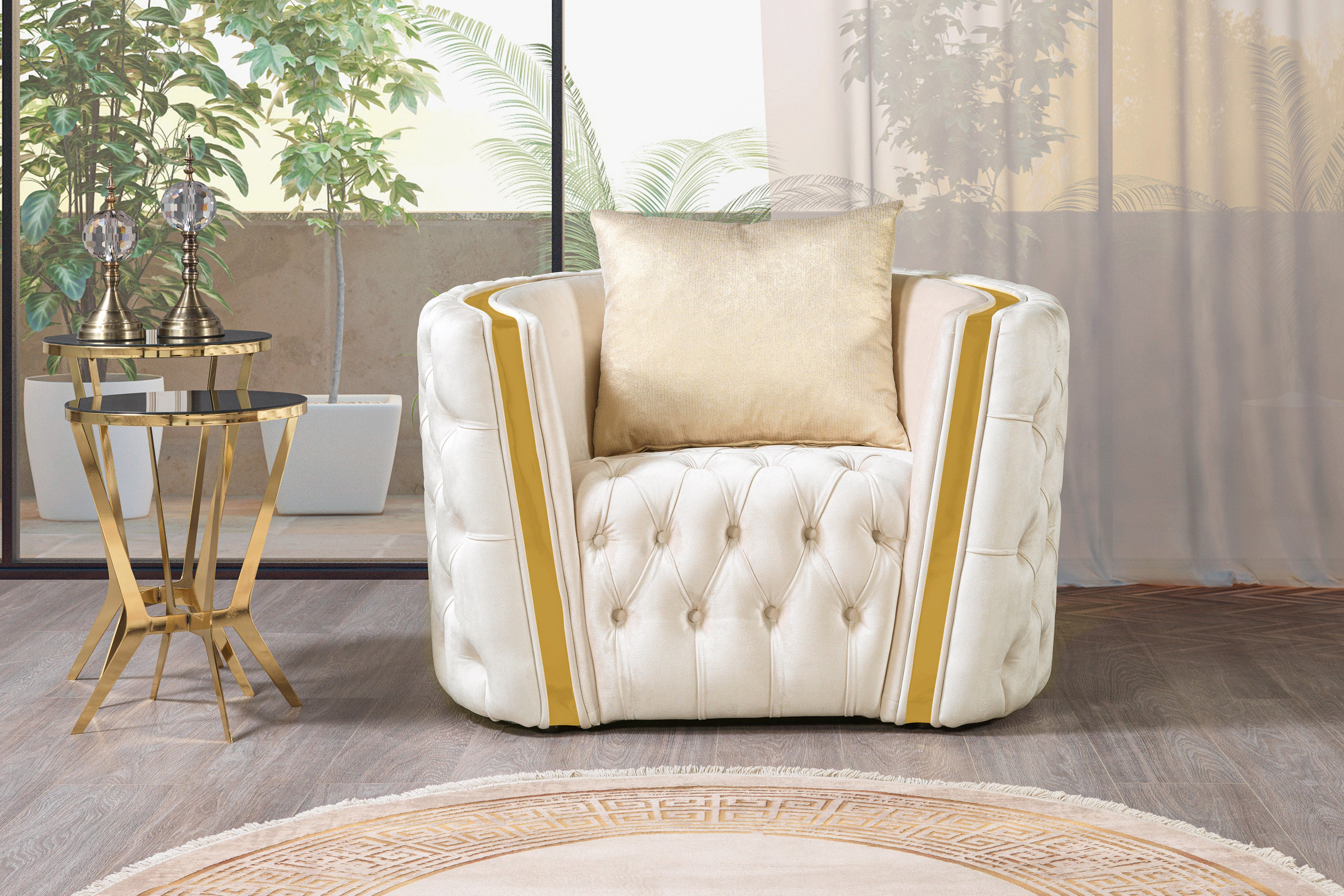 Nova Fanci Velvet Sofa & Loveseat - Ivory