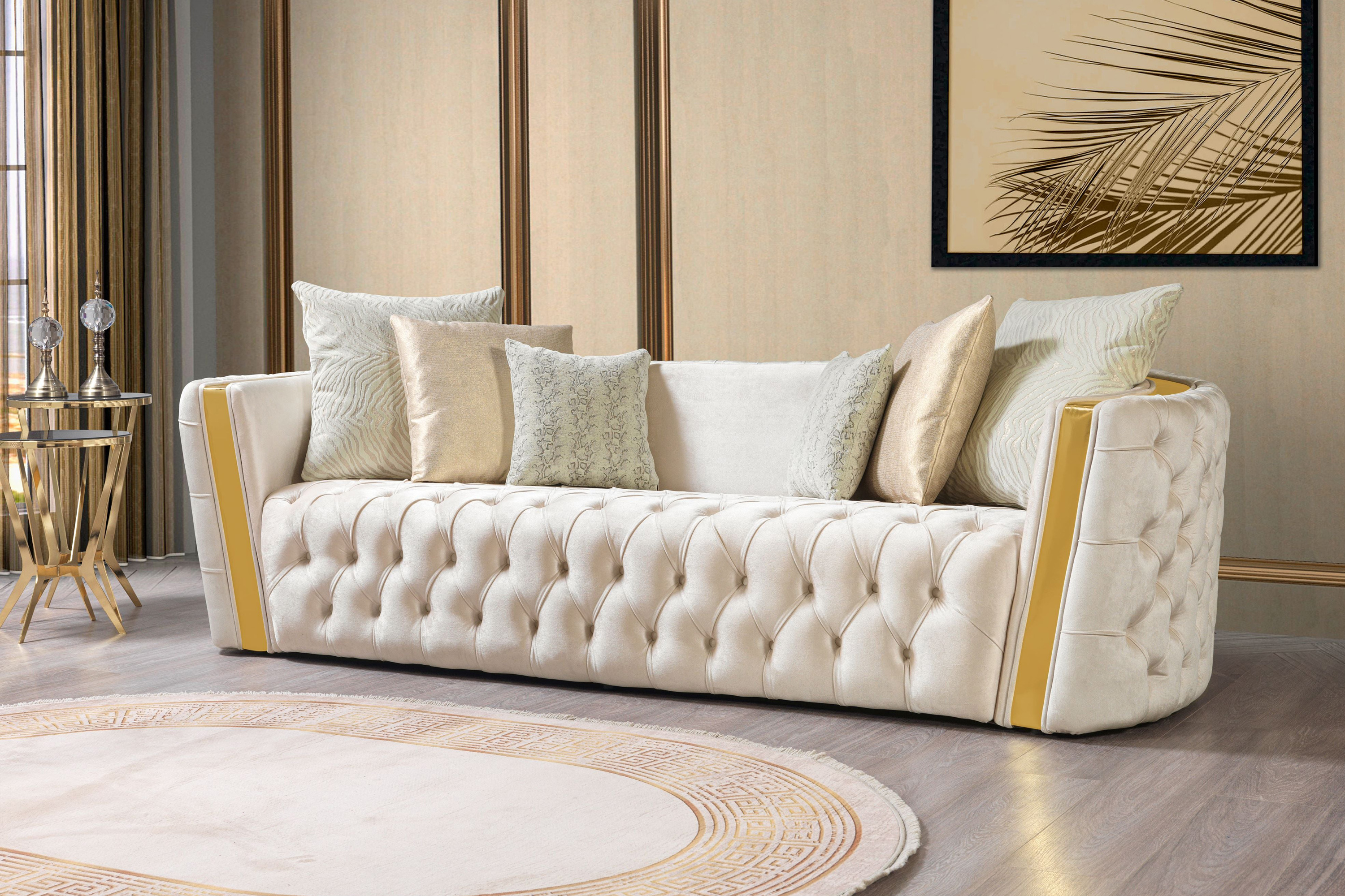 Nova Fanci Velvet Sofa & Loveseat - Ivory