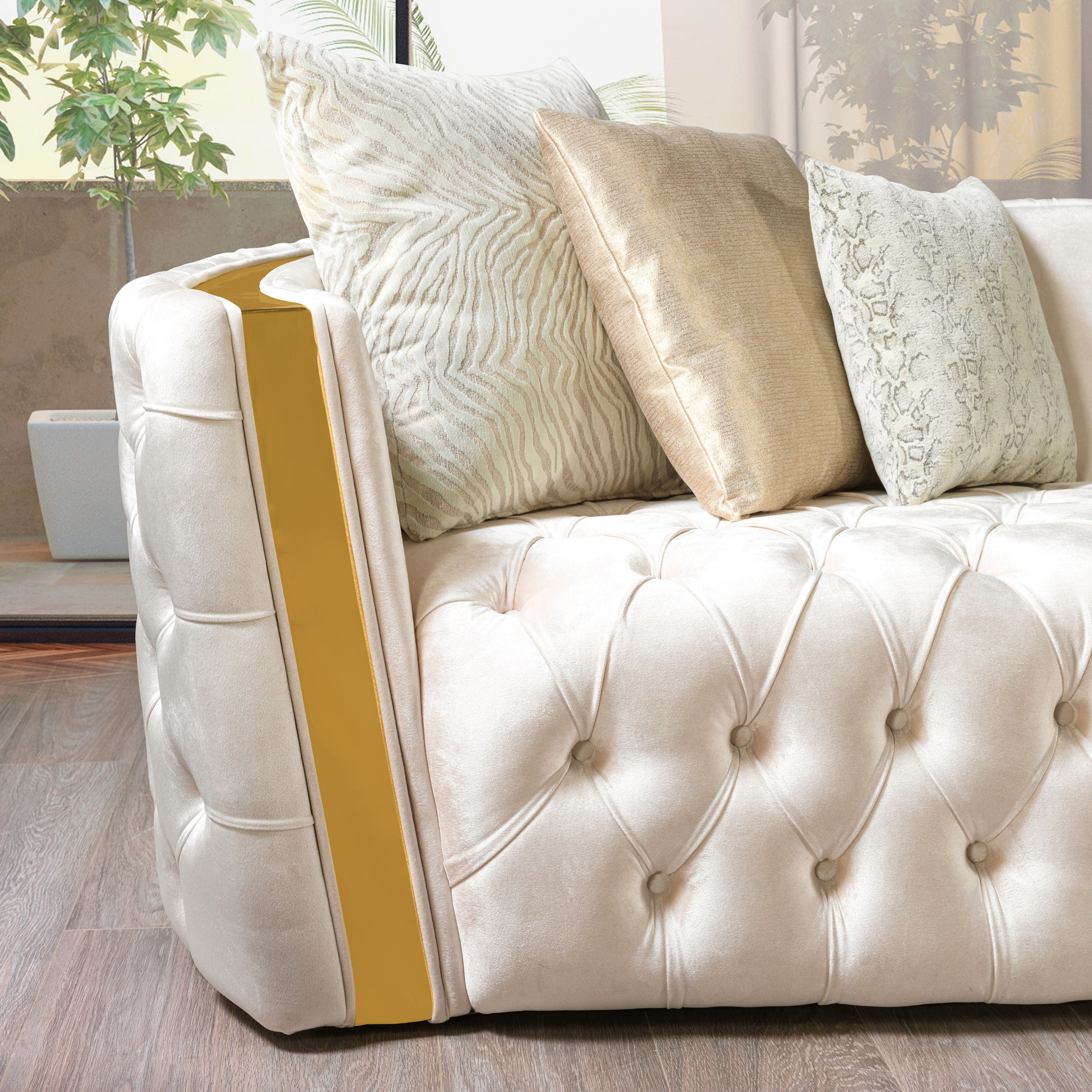 Nova Fanci Velvet Sofa & Loveseat - Ivory