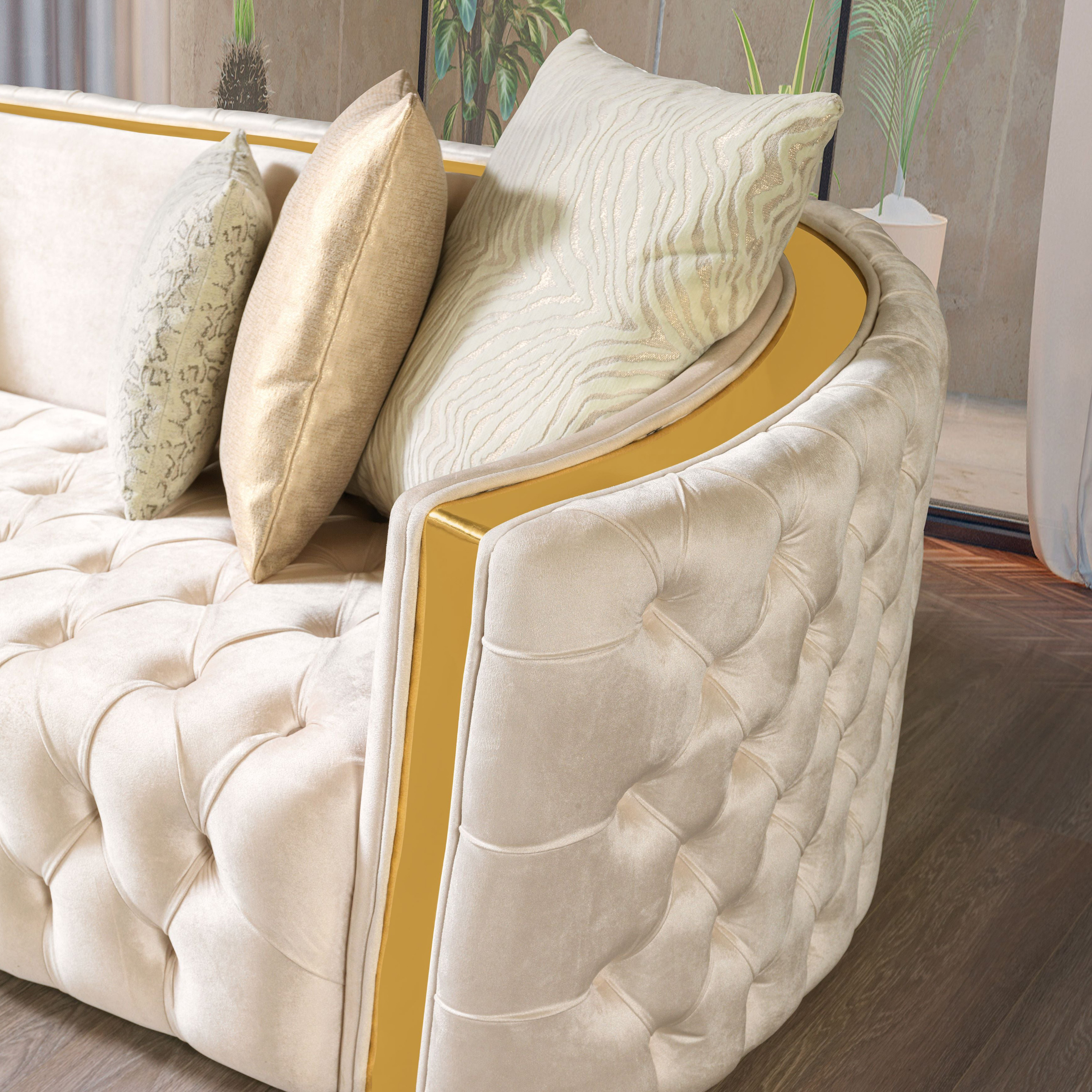 Nova Fanci Velvet Sofa & Loveseat - Ivory