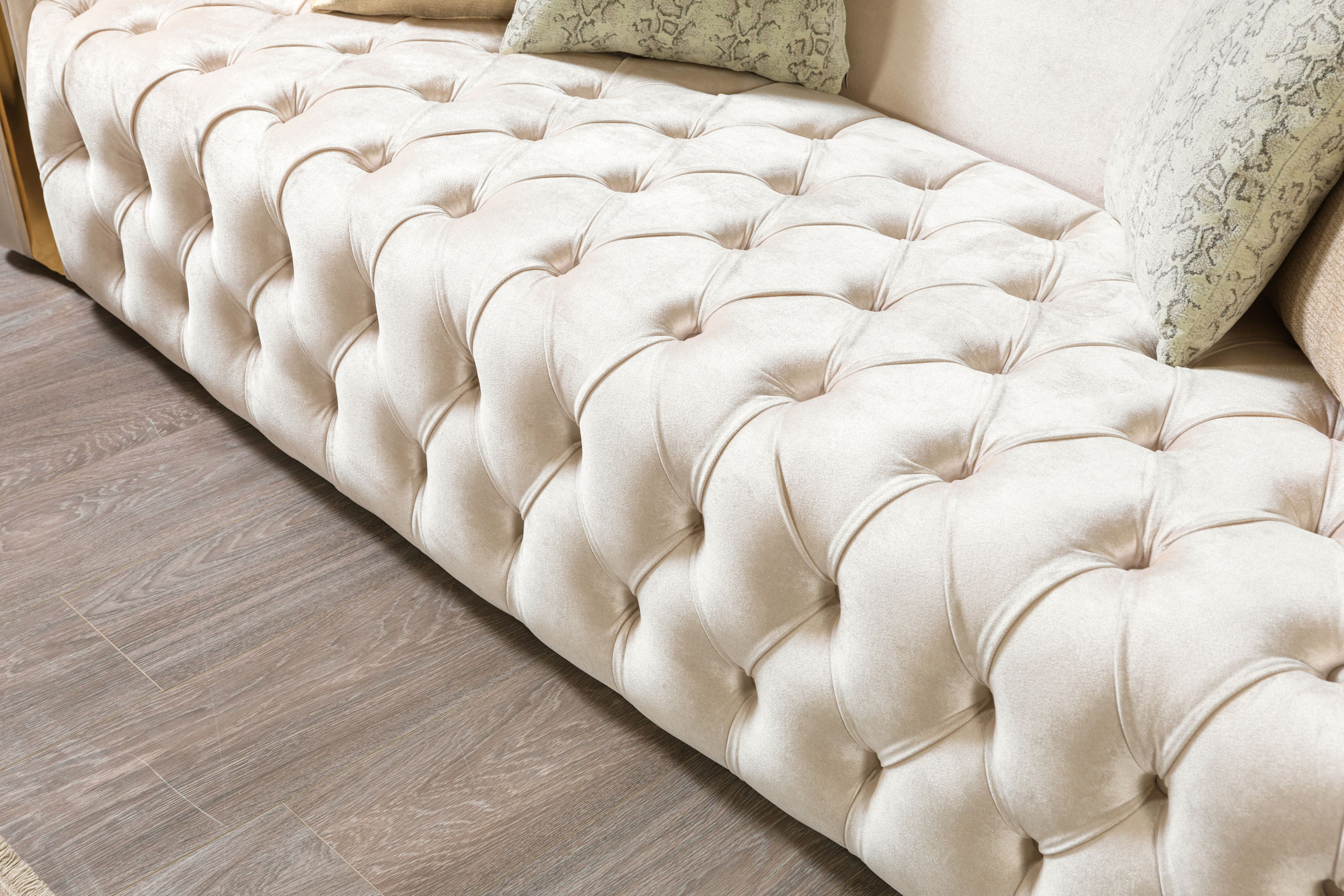 Nova Fanci Velvet Sofa & Loveseat - Ivory