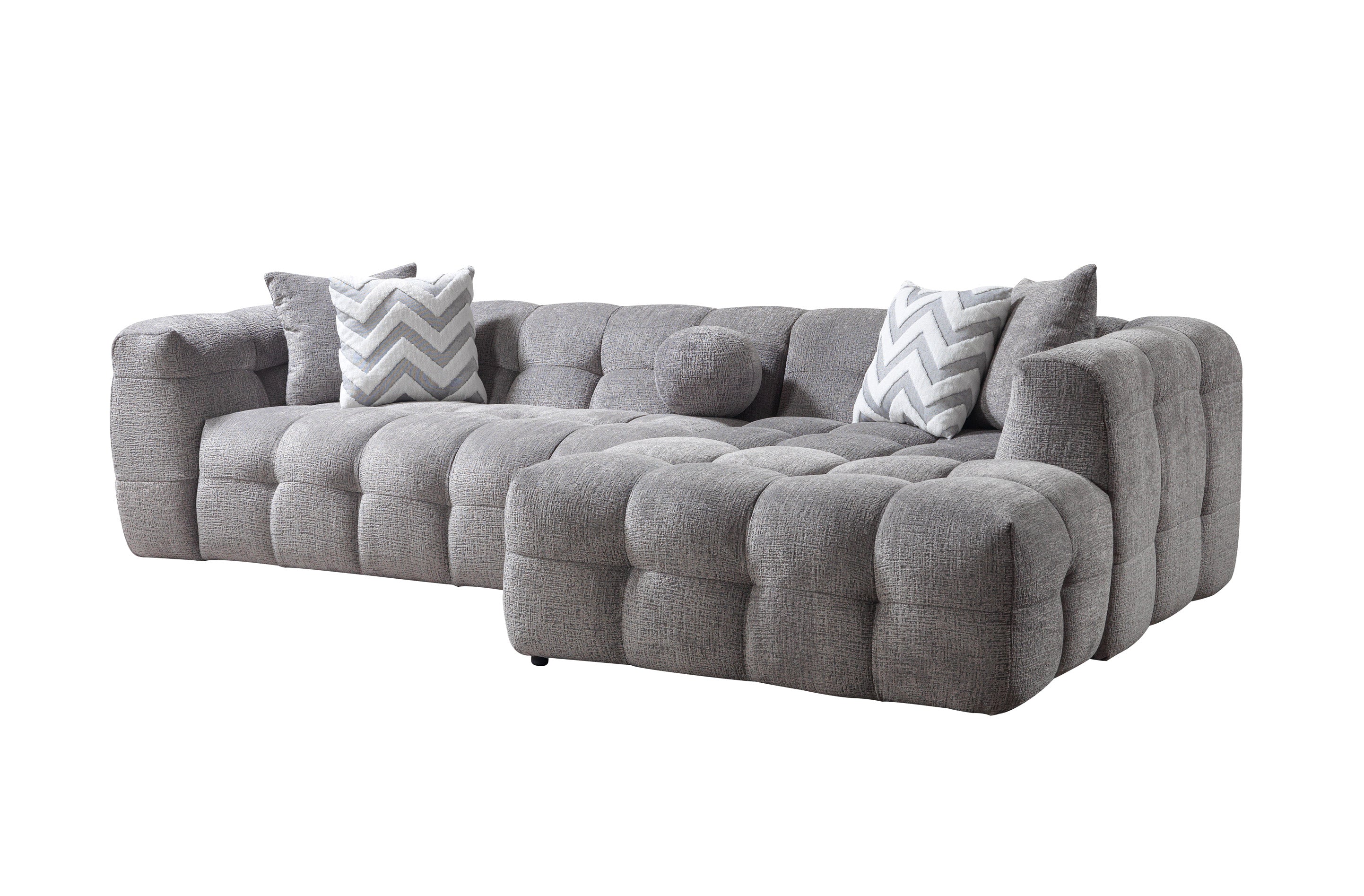 Nova Ivy Gray Boucle RAF 110" Sectional