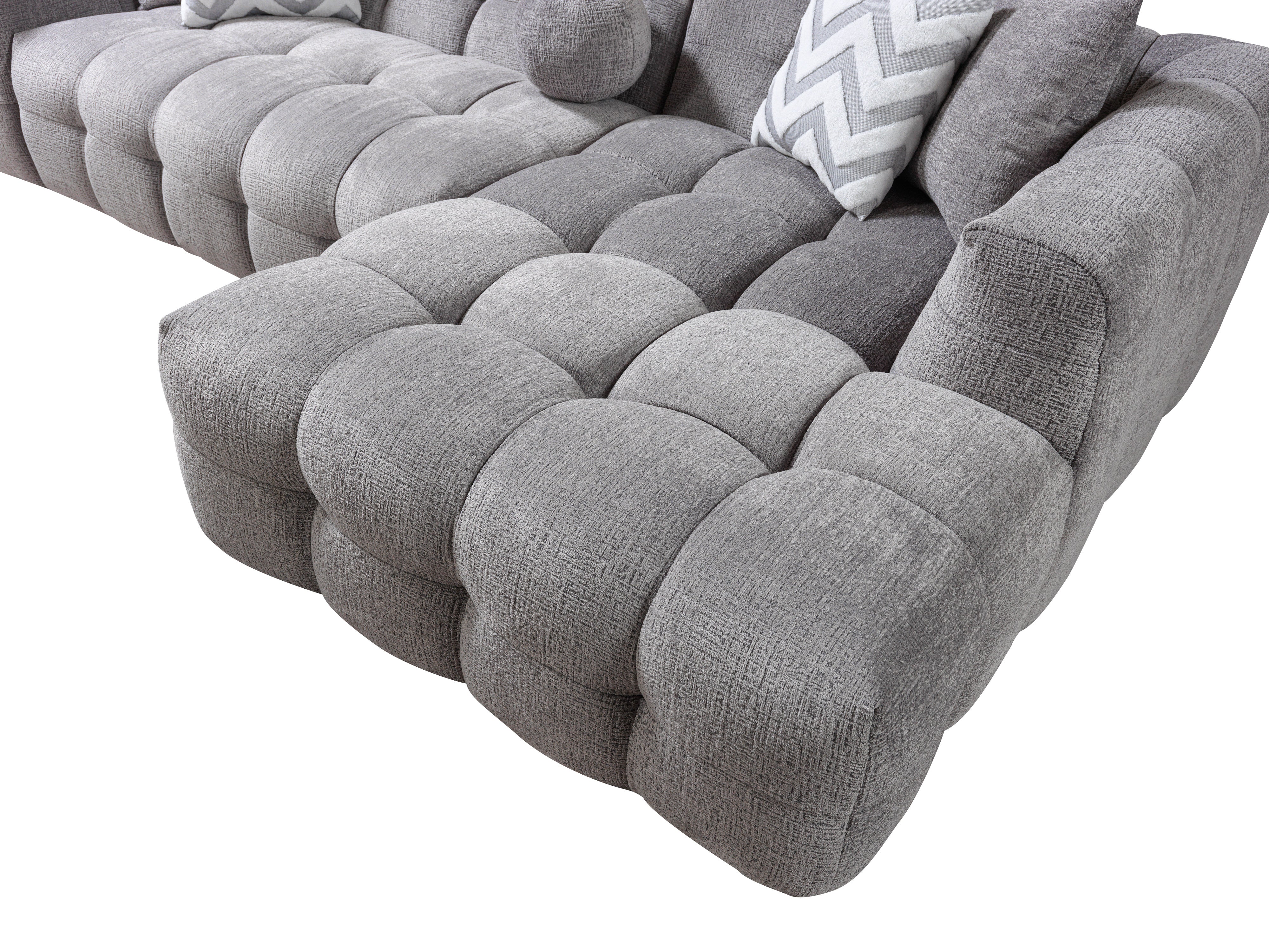 Nova Ivy Gray Boucle RAF 110" Sectional