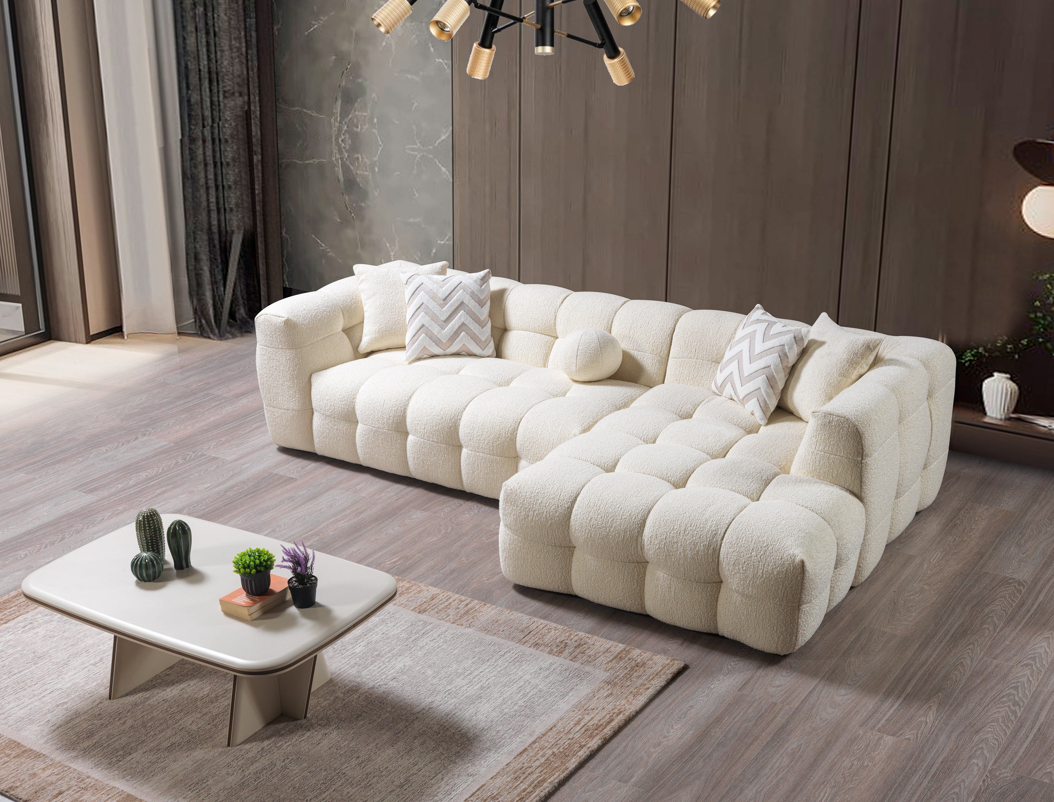 Nova Ivy Ivory Boucle RAF 110" Sectional