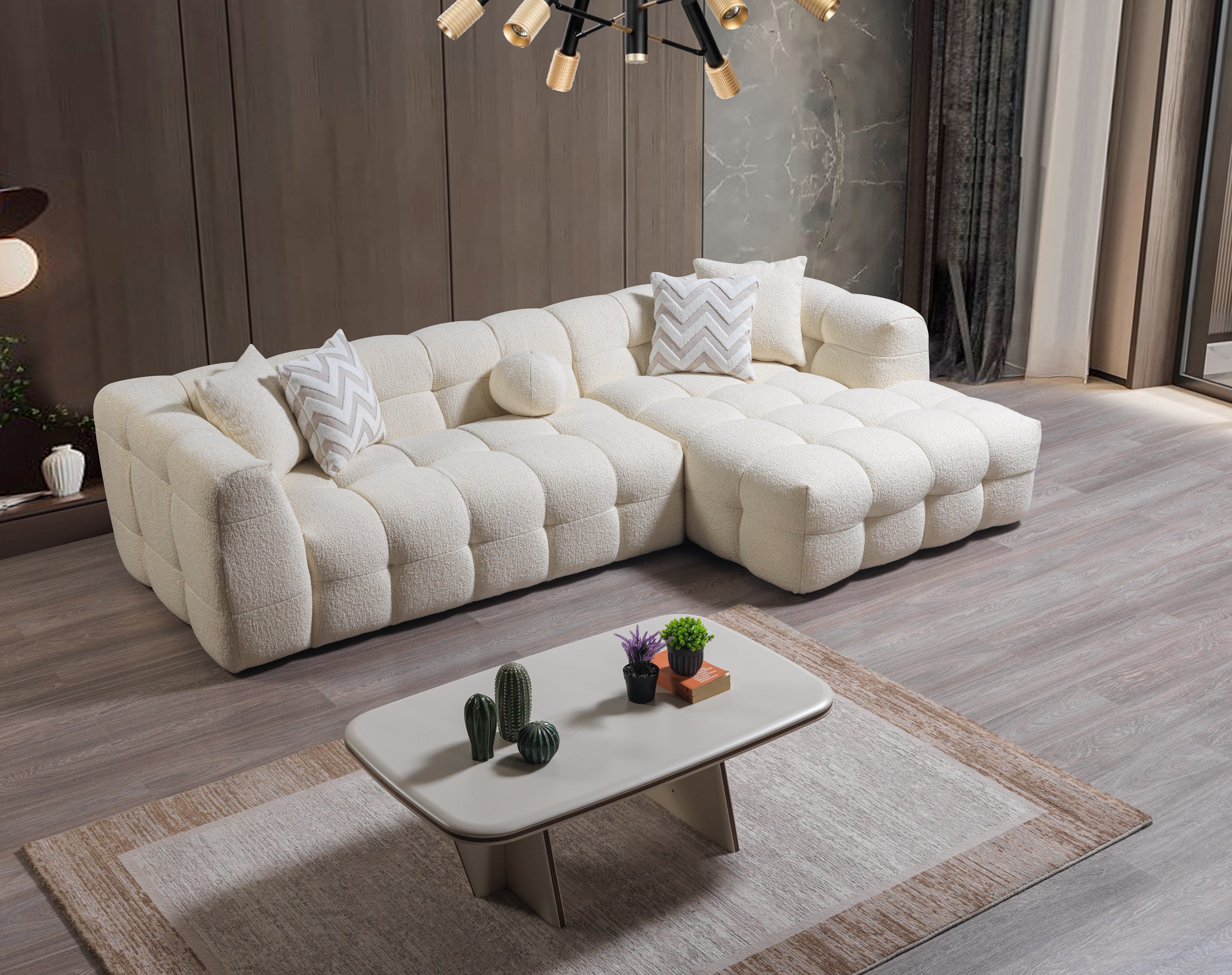 Nova Ivy Ivory Boucle RAF 110" Sectional