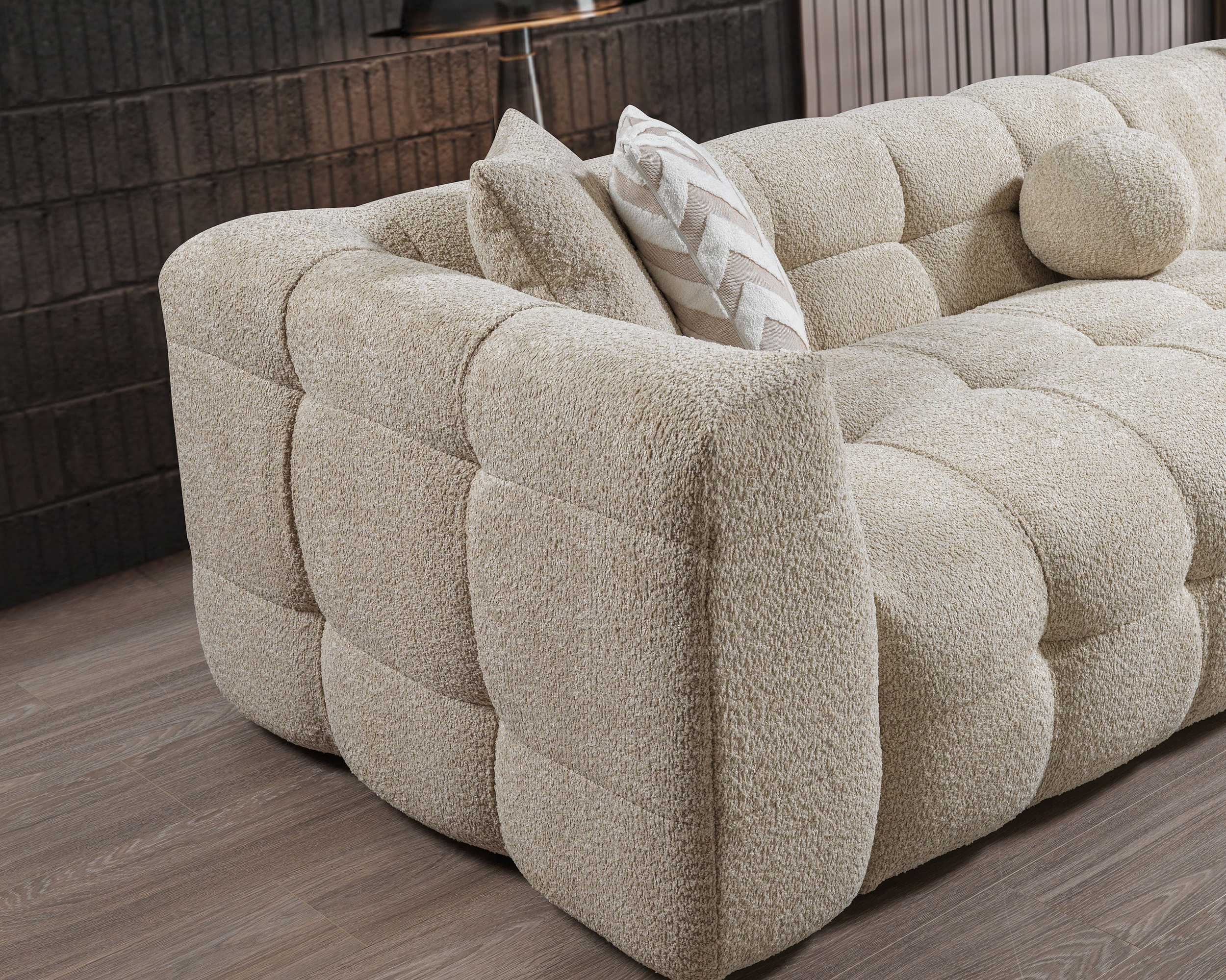 Nova Ivy Sand Boucle RAF 110" Sectional