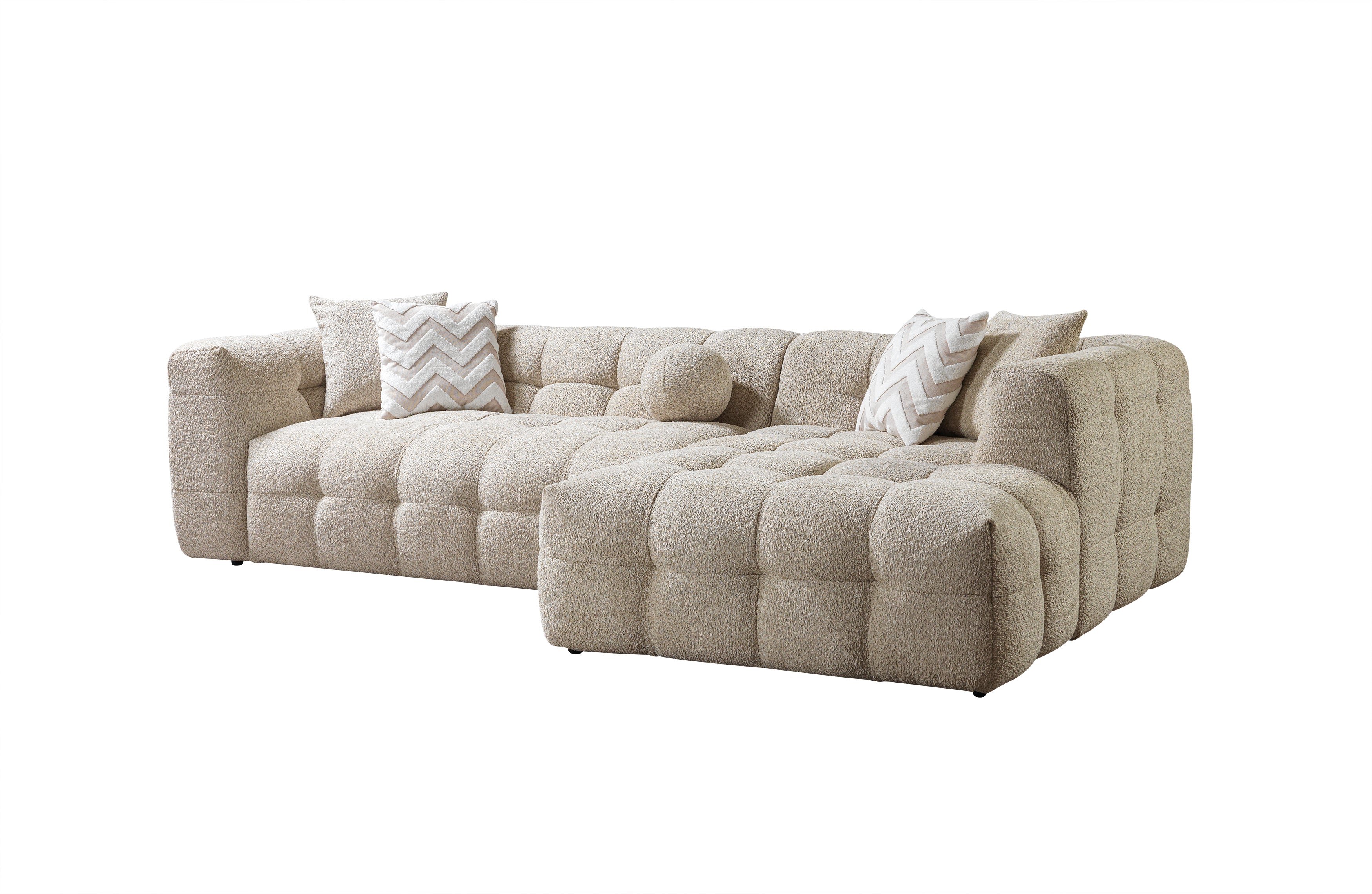 Nova Ivy Sand Boucle RAF 110" Sectional