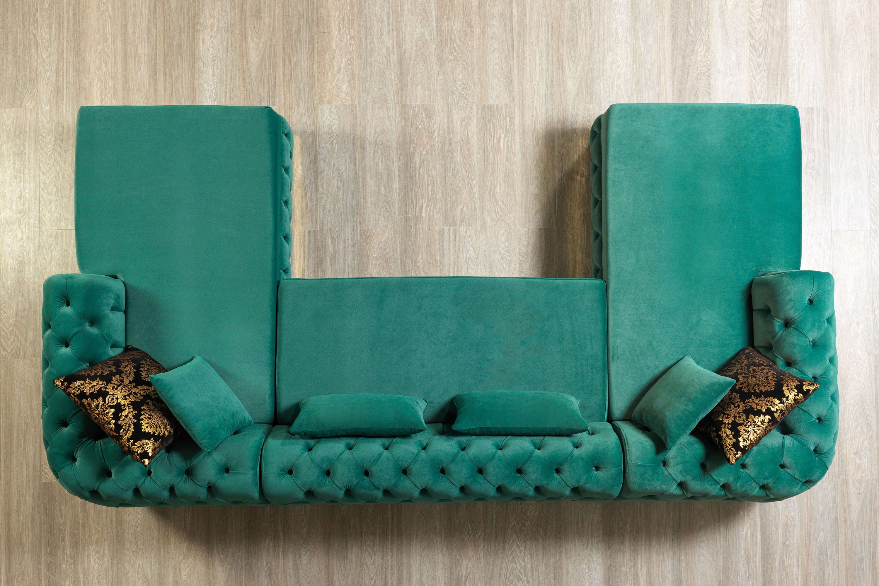 Nova - Jess Velvet Green Double Chaise Sectional