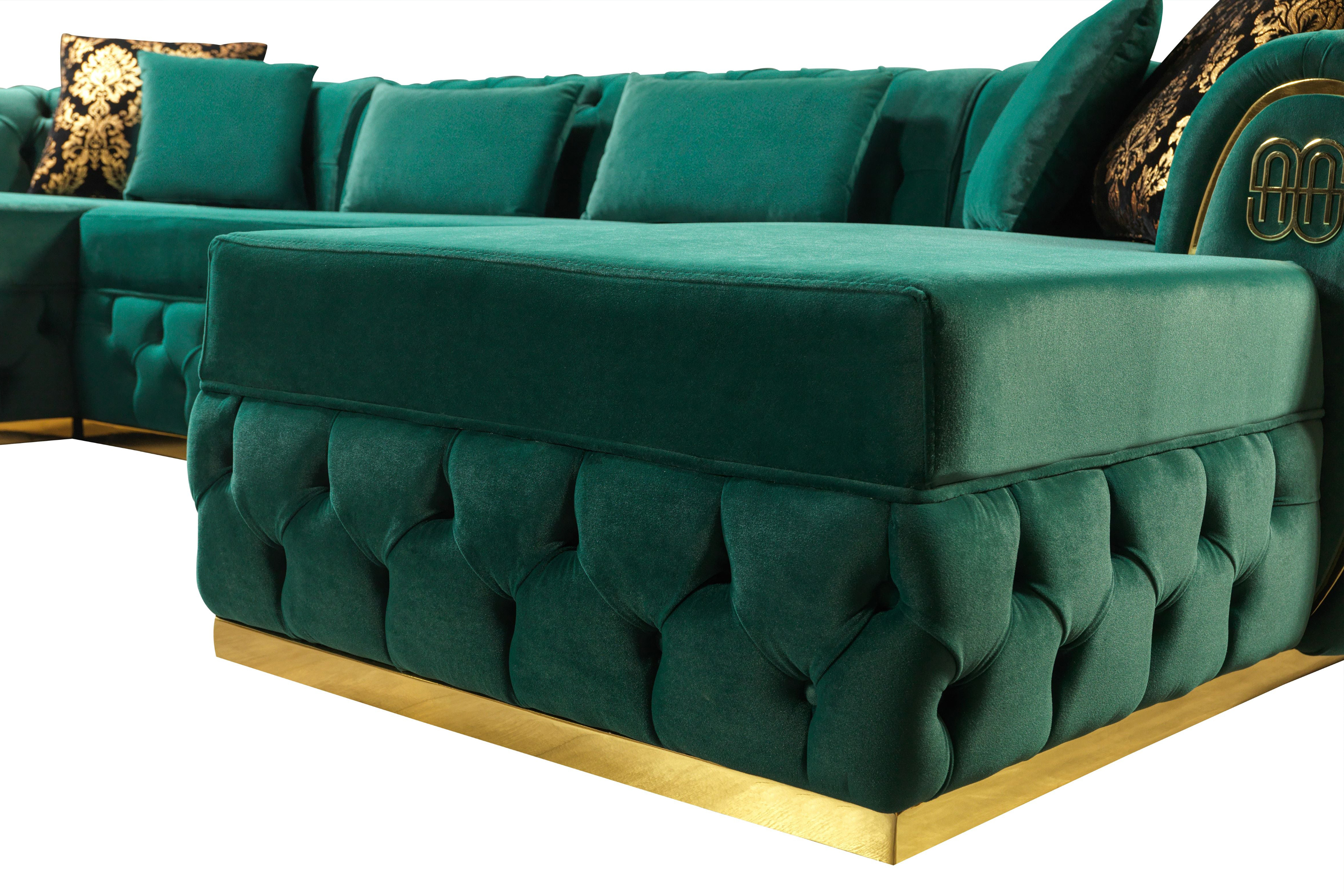 Nova - Jess Velvet Green Double Chaise Sectional