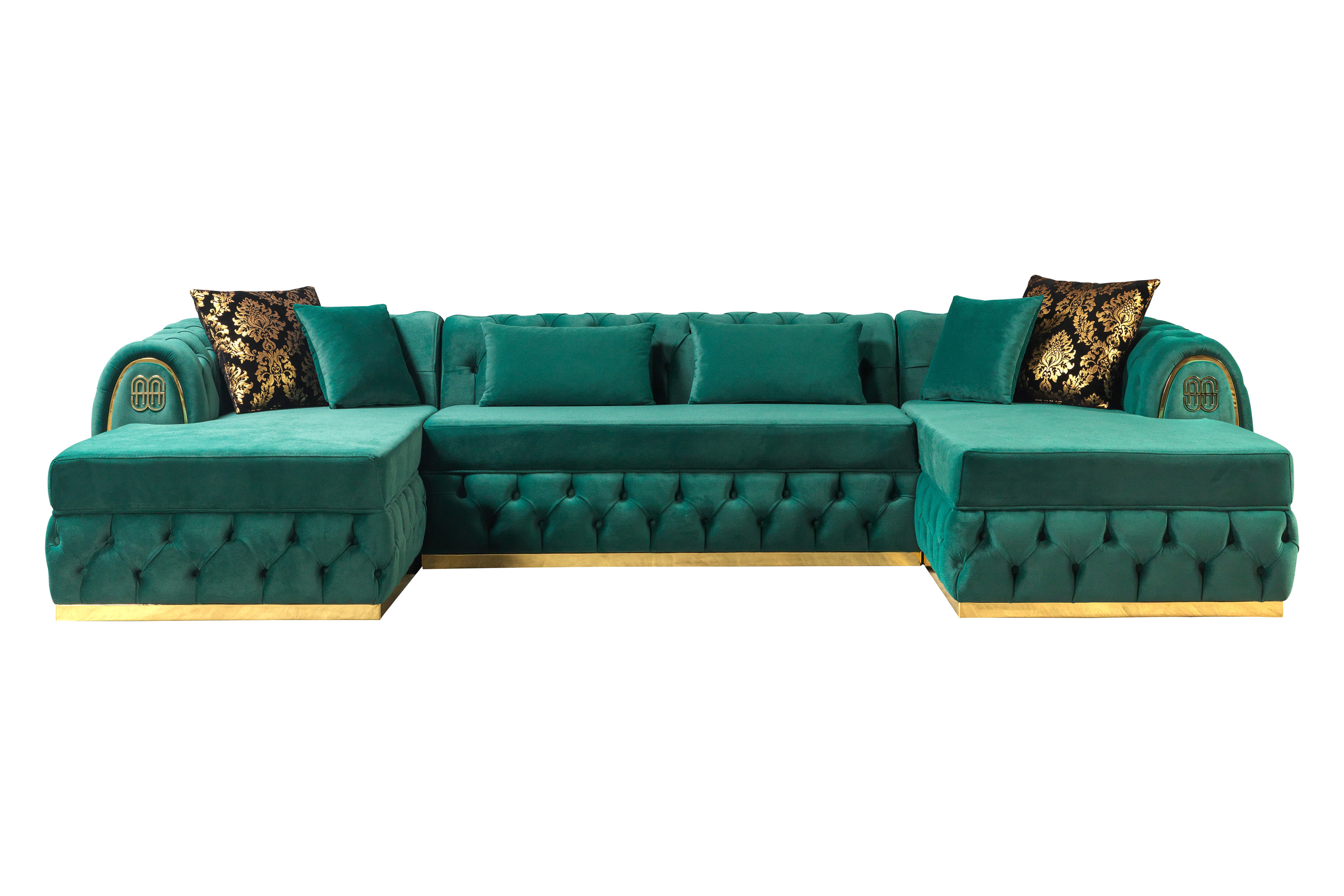 Nova - Jess Velvet Green Double Chaise Sectional