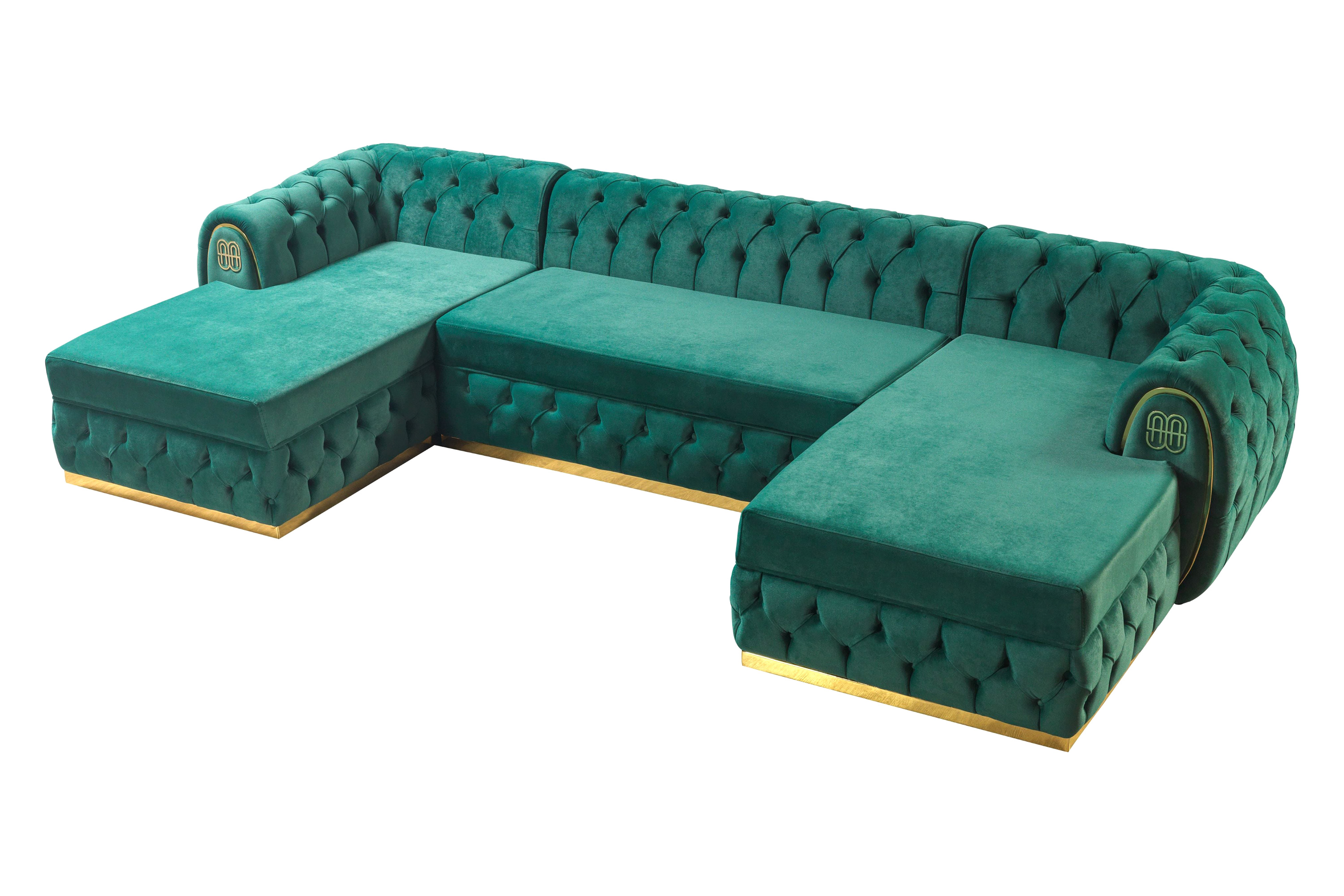 Nova - Jess Velvet Green Double Chaise Sectional