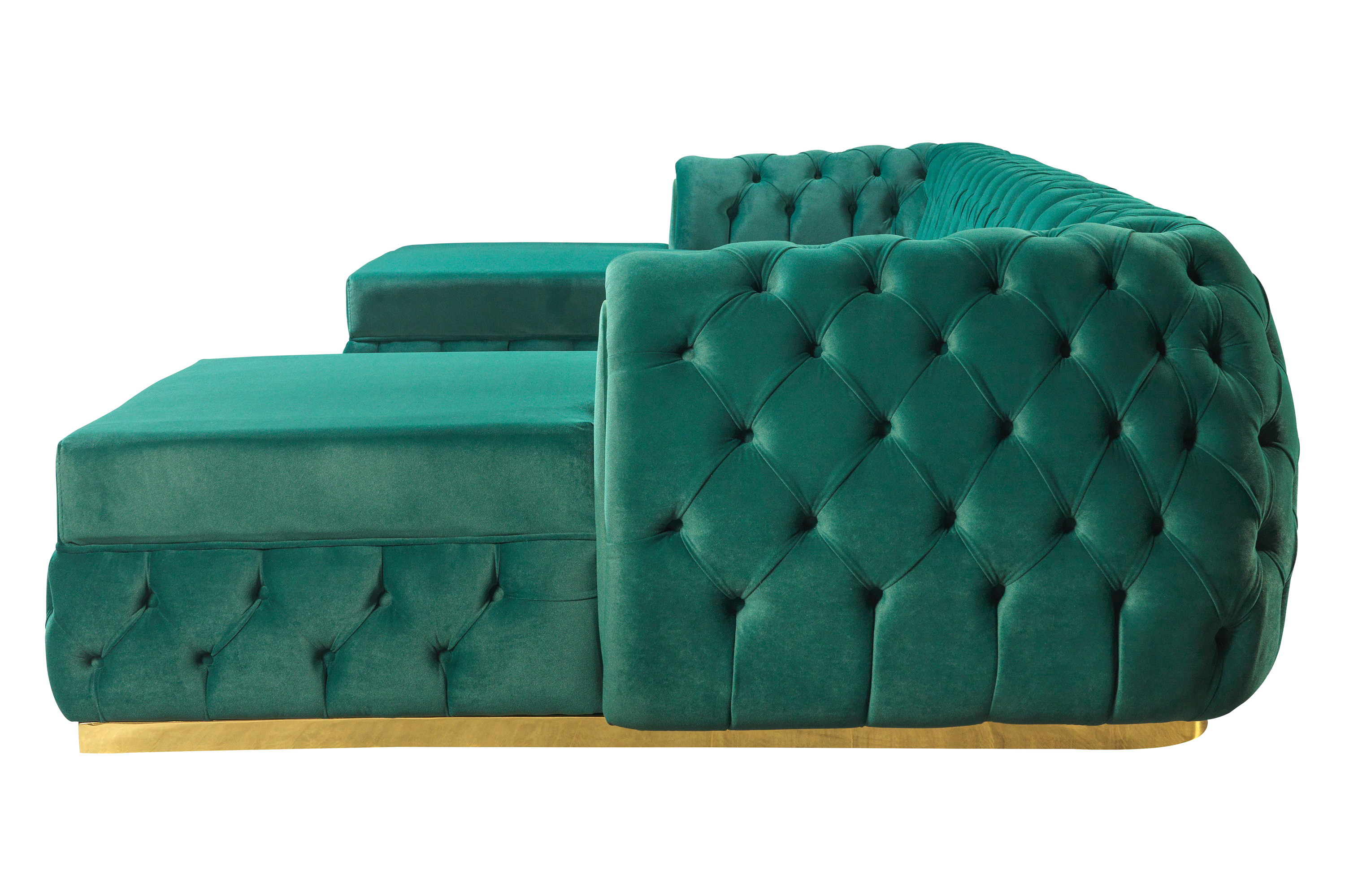 Nova - Jess Velvet Green Double Chaise Sectional