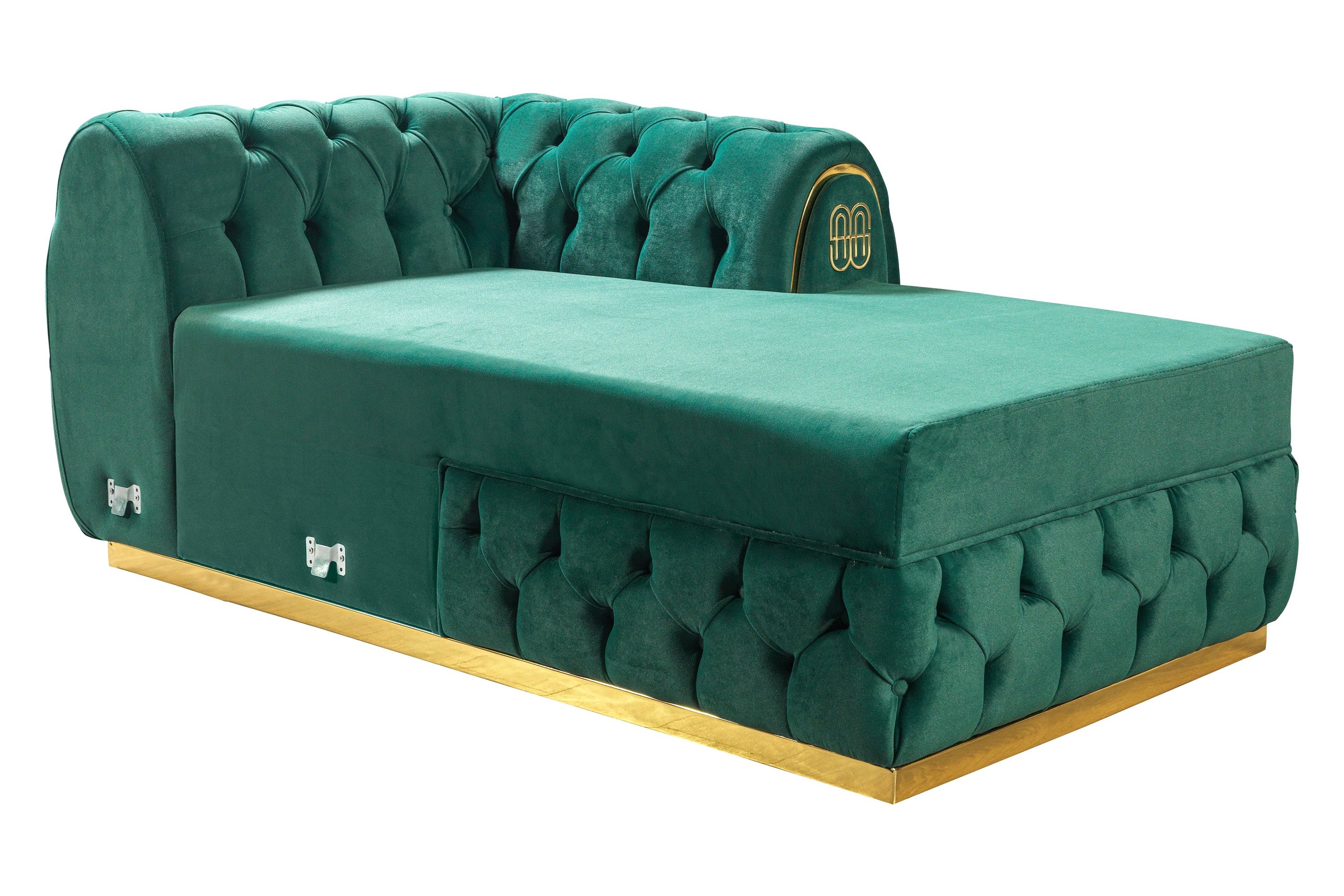 Nova - Jess Velvet Green Double Chaise Sectional