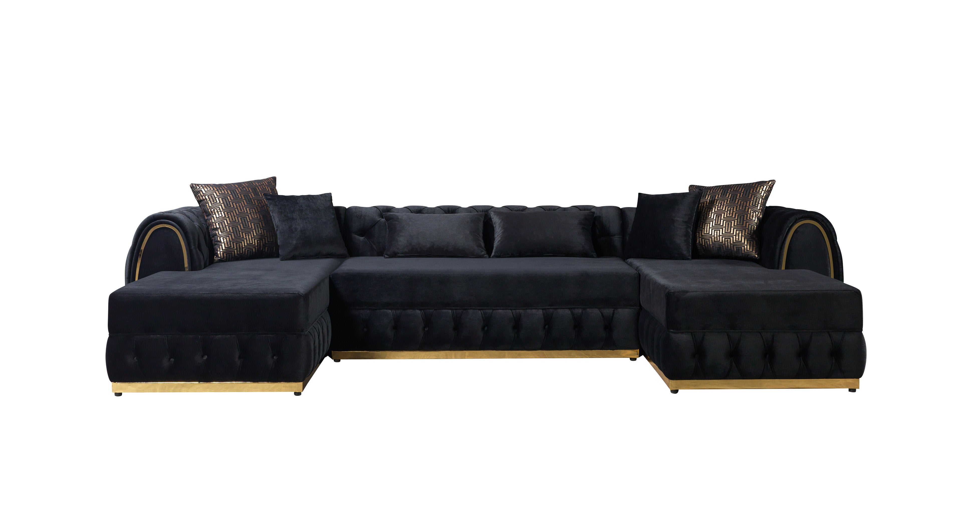 Nova Jessie Black Velvet Double Chaise 138" Sectional