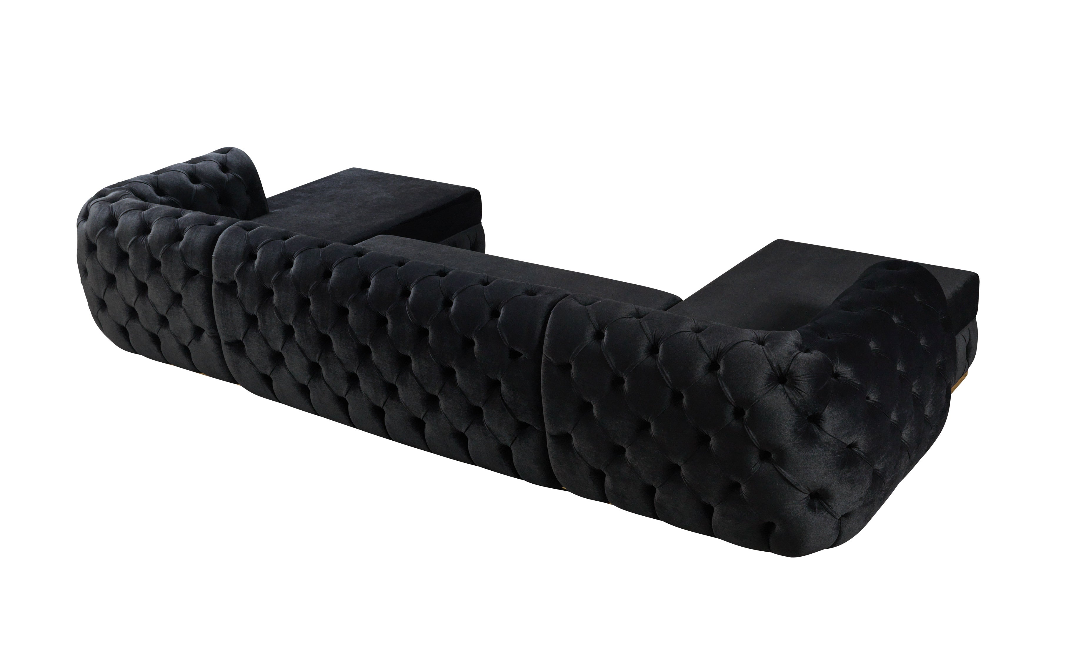 Nova Jessie Black Velvet Double Chaise 138" Sectional