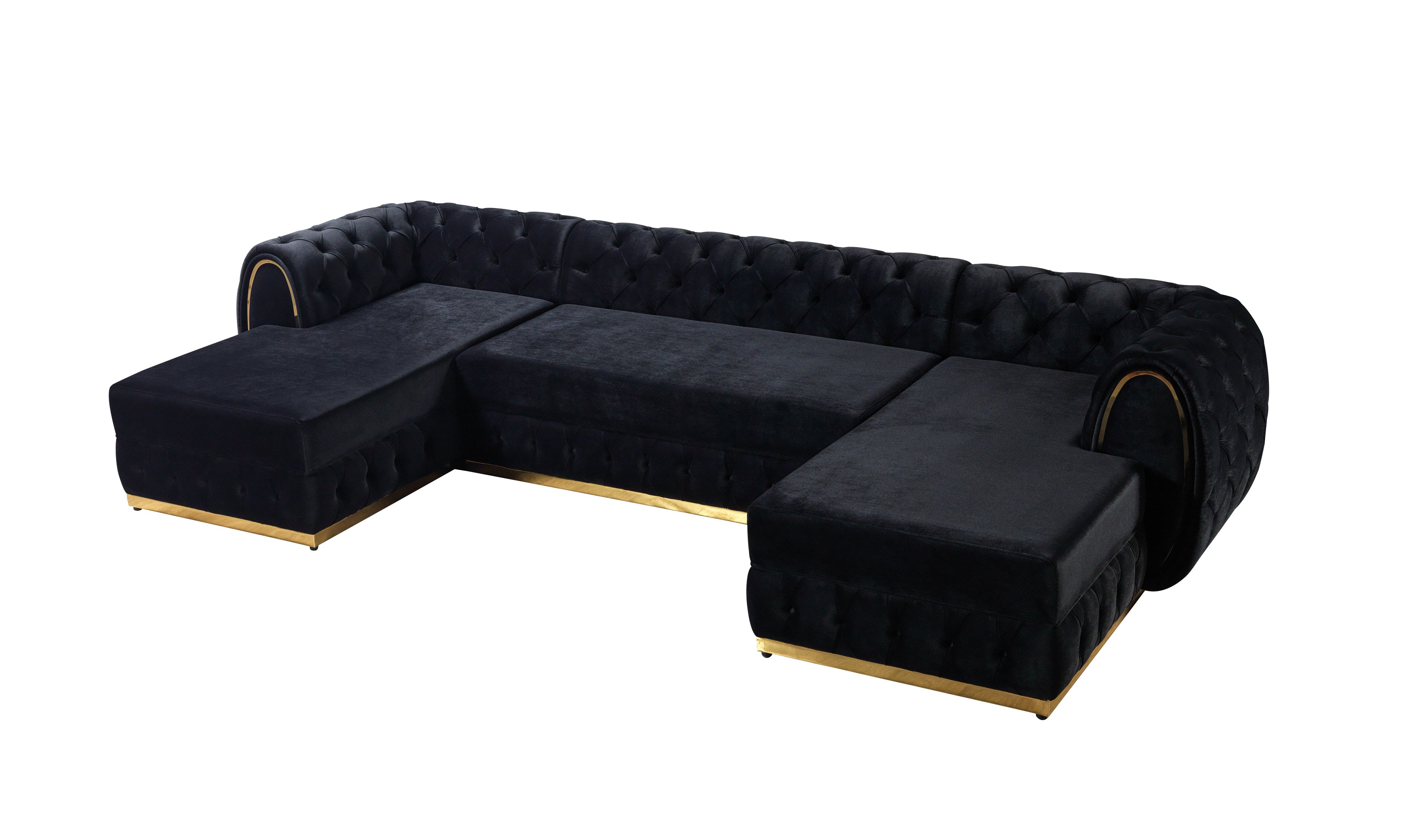 Nova Jessie Black Velvet Double Chaise 138" Sectional