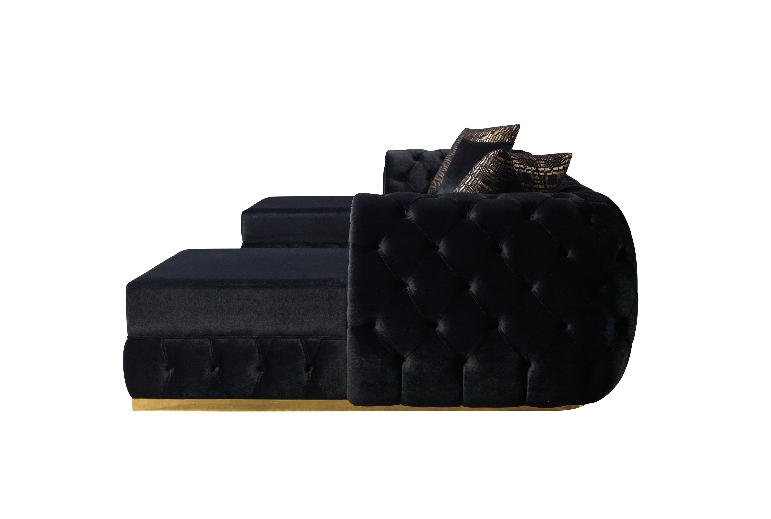 Nova Jessie Black Velvet Double Chaise 138" Sectional