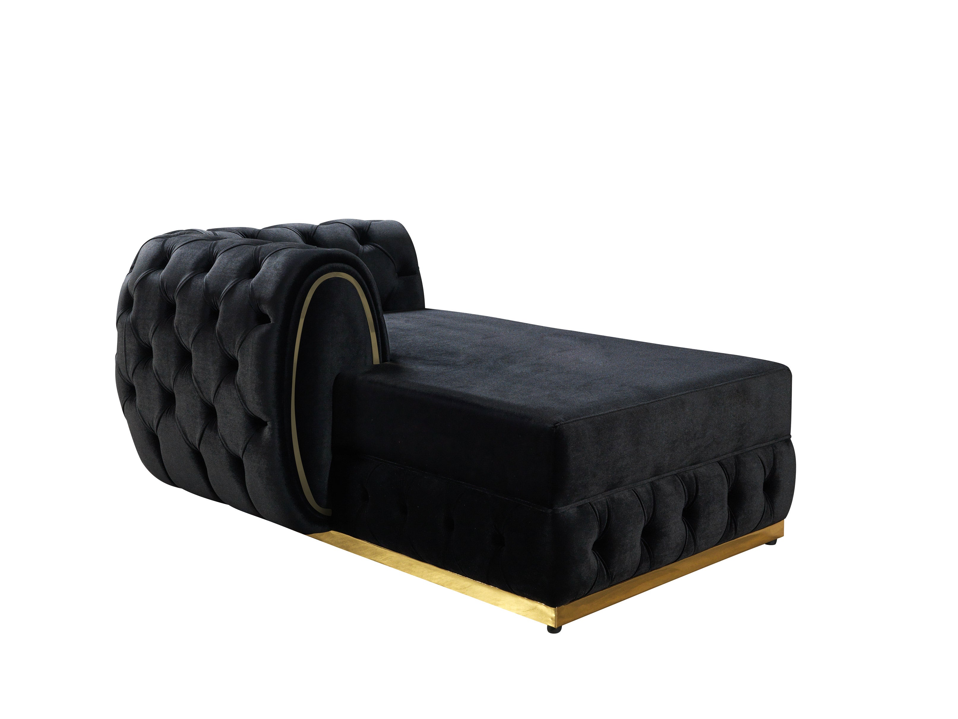 Nova Jessie Black Velvet Double Chaise 138" Sectional