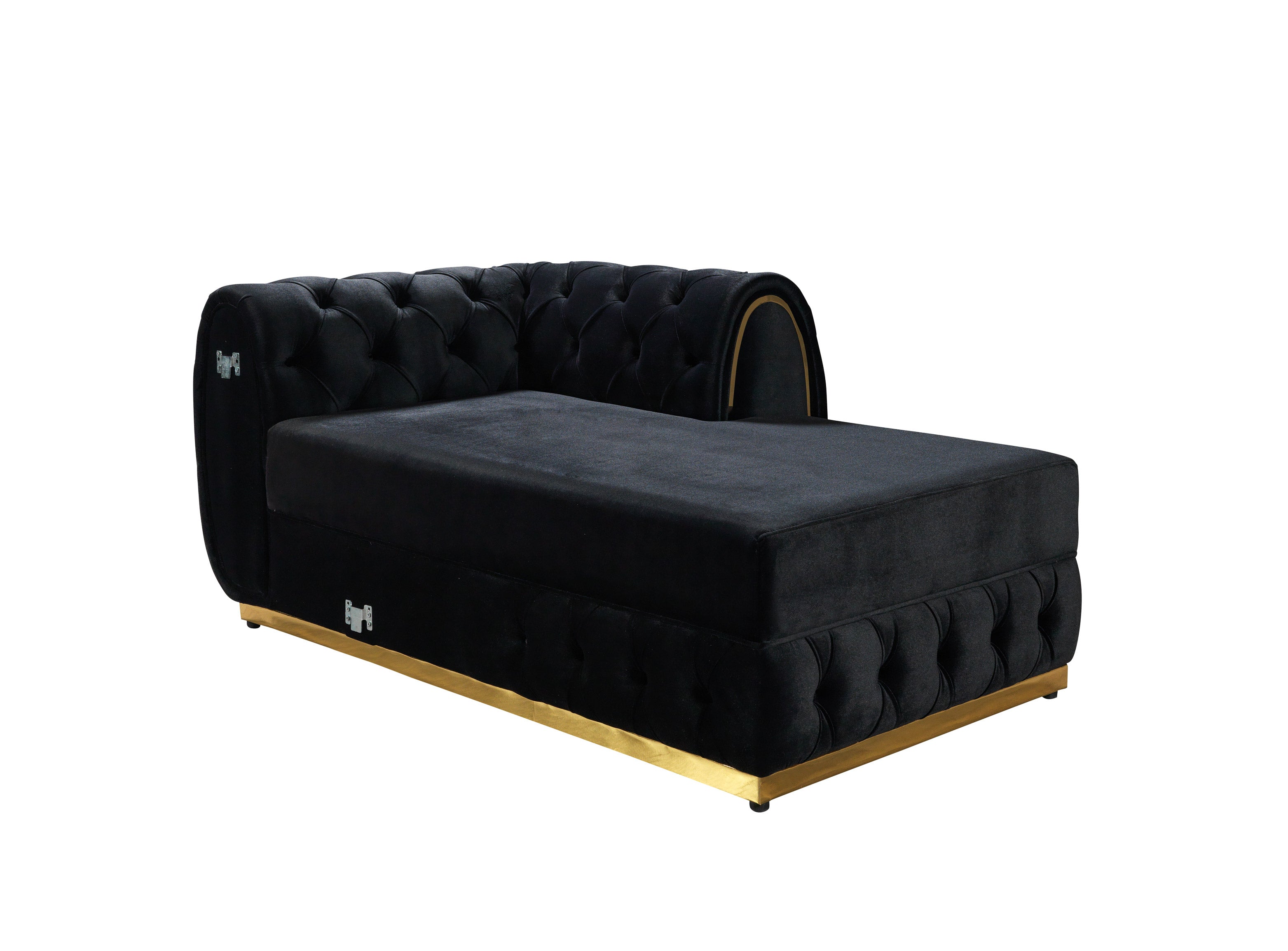 Nova Jessie Black Velvet Double Chaise 138" Sectional