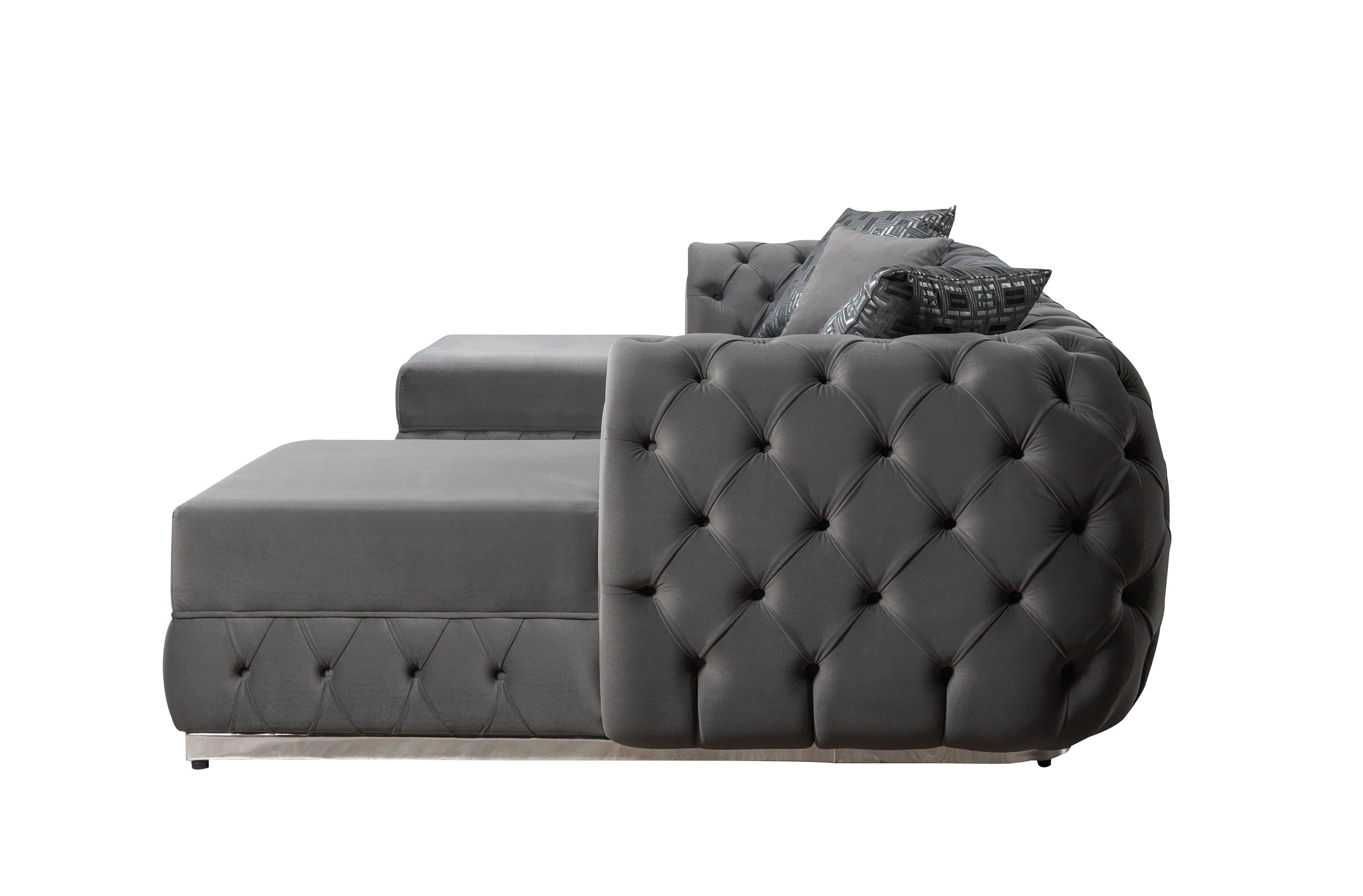 Nova Jessie Gray Velvet Double Chaise 138" Sectional