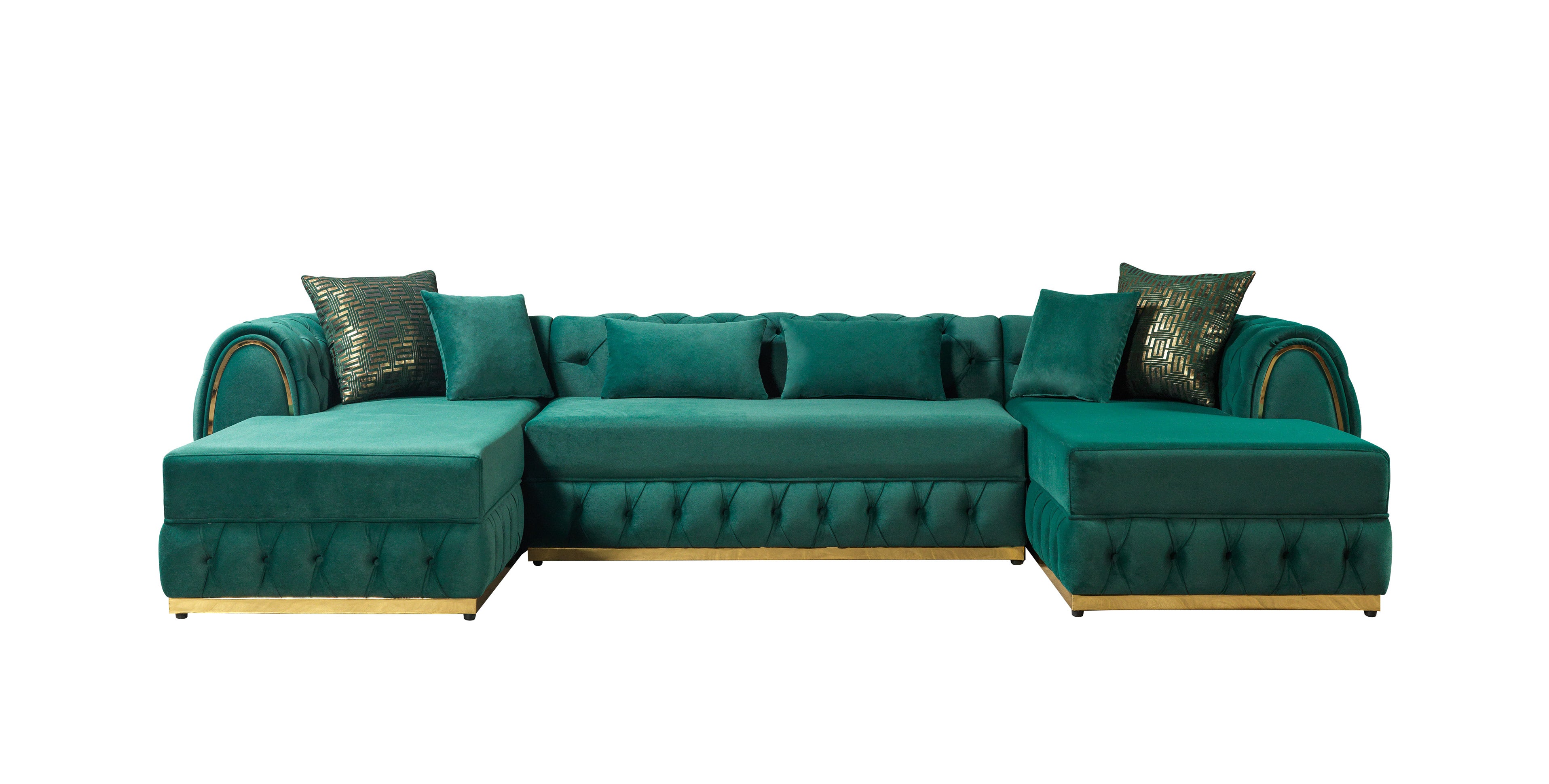 Nova Jessie Green Velvet Double Chaise 138" Sectional