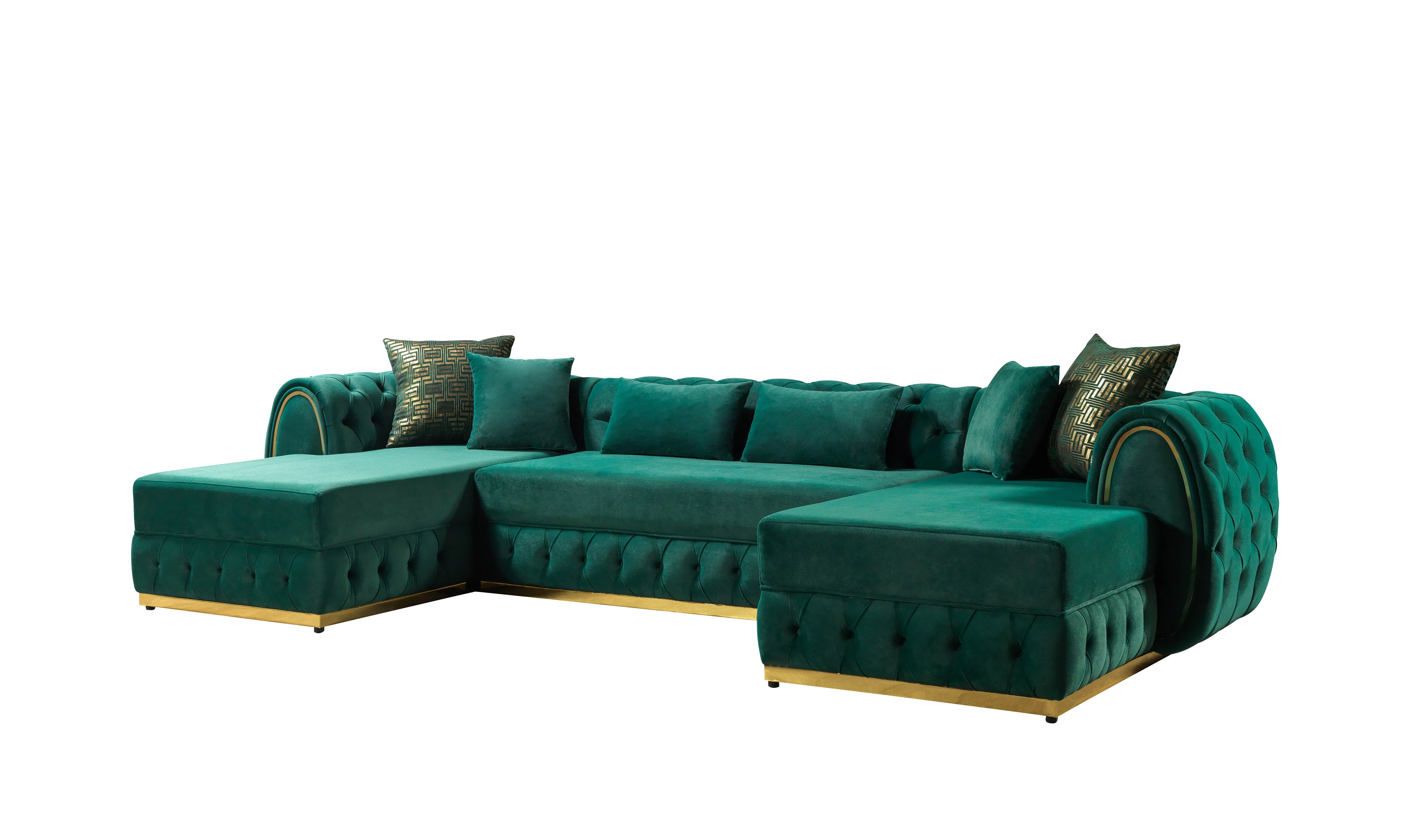 Nova Jessie Green Velvet Double Chaise 138" Sectional