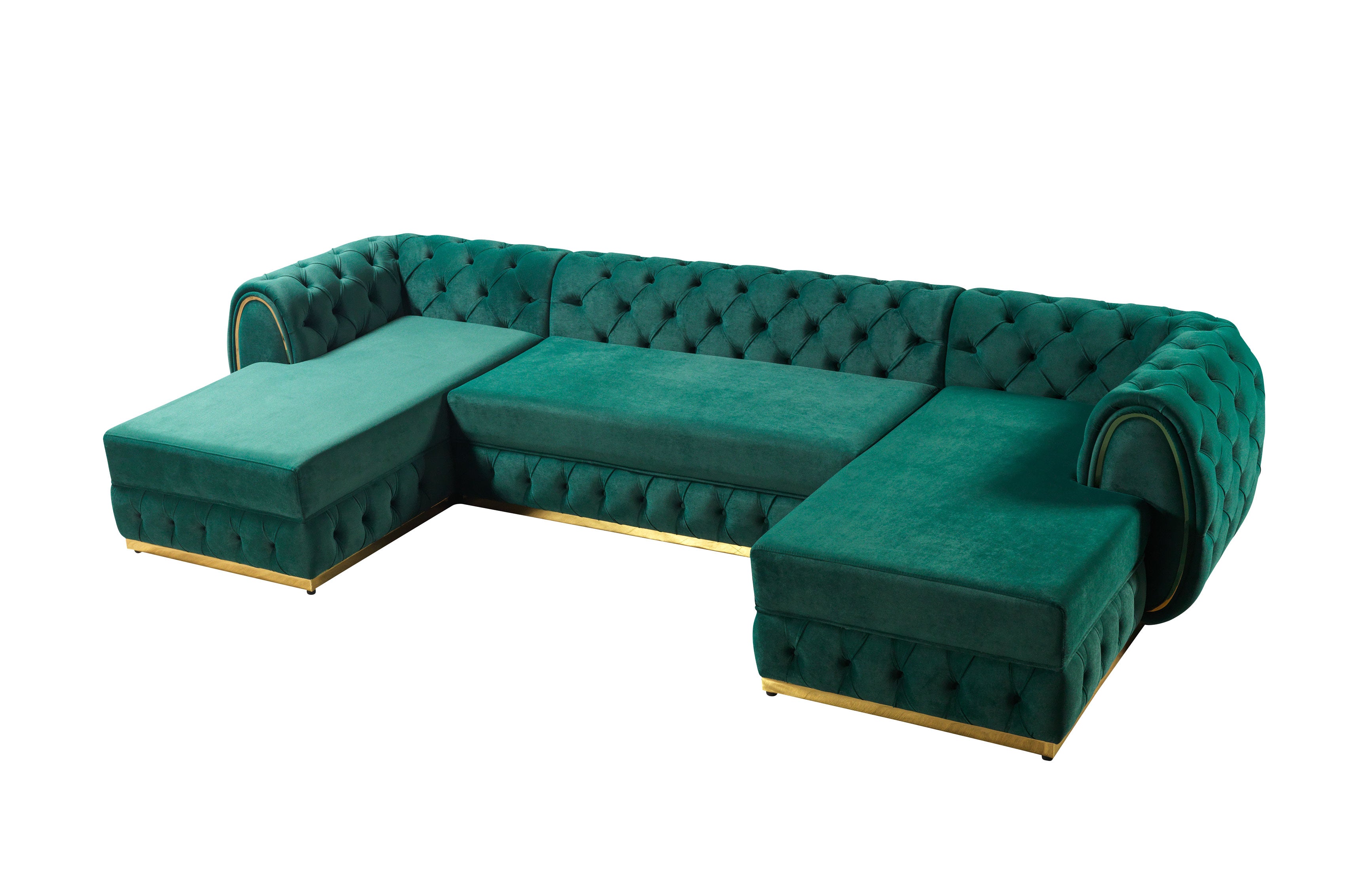 Nova Jessie Green Velvet Double Chaise 138" Sectional