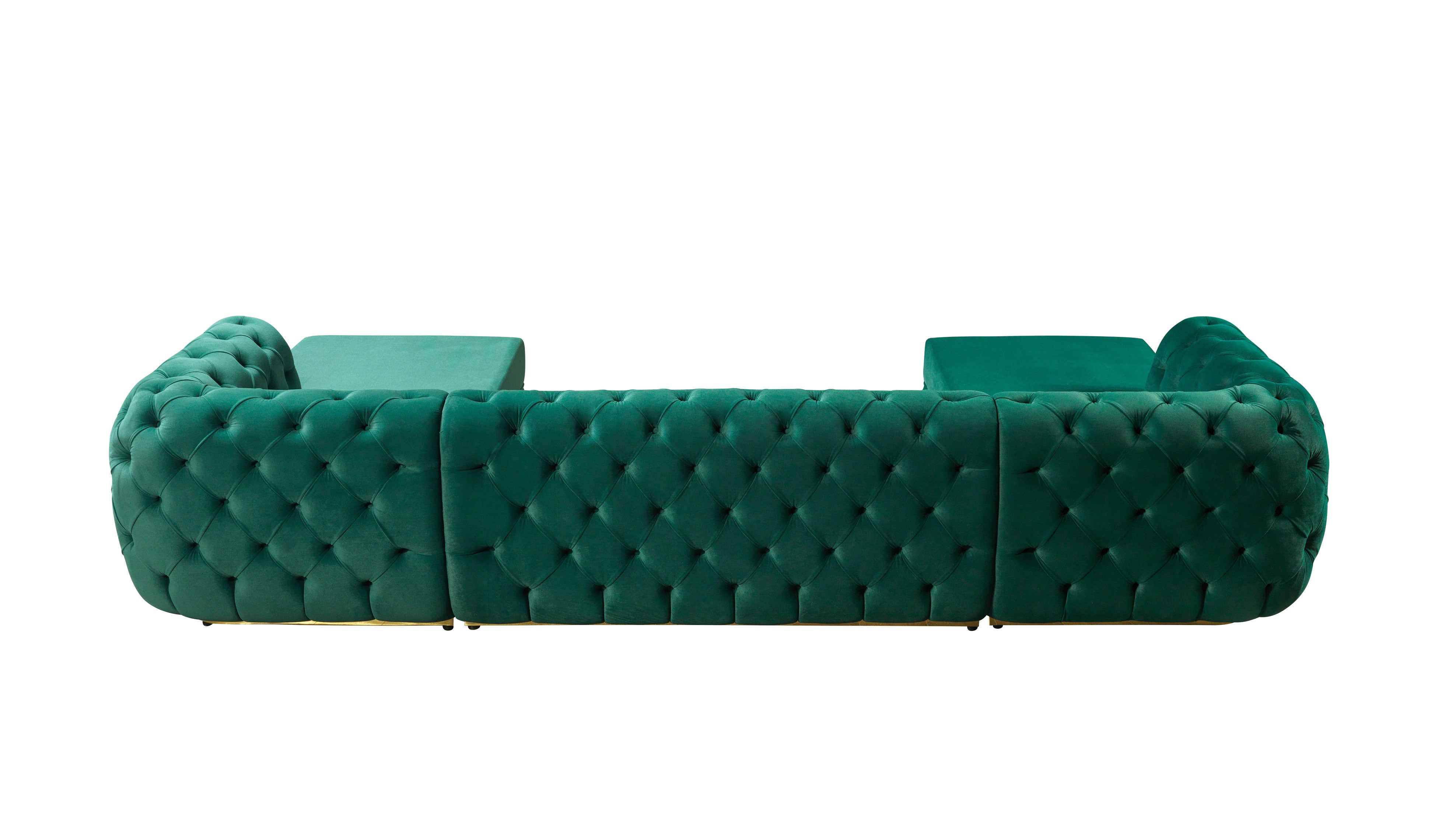 Nova Jessie Green Velvet Double Chaise 138" Sectional