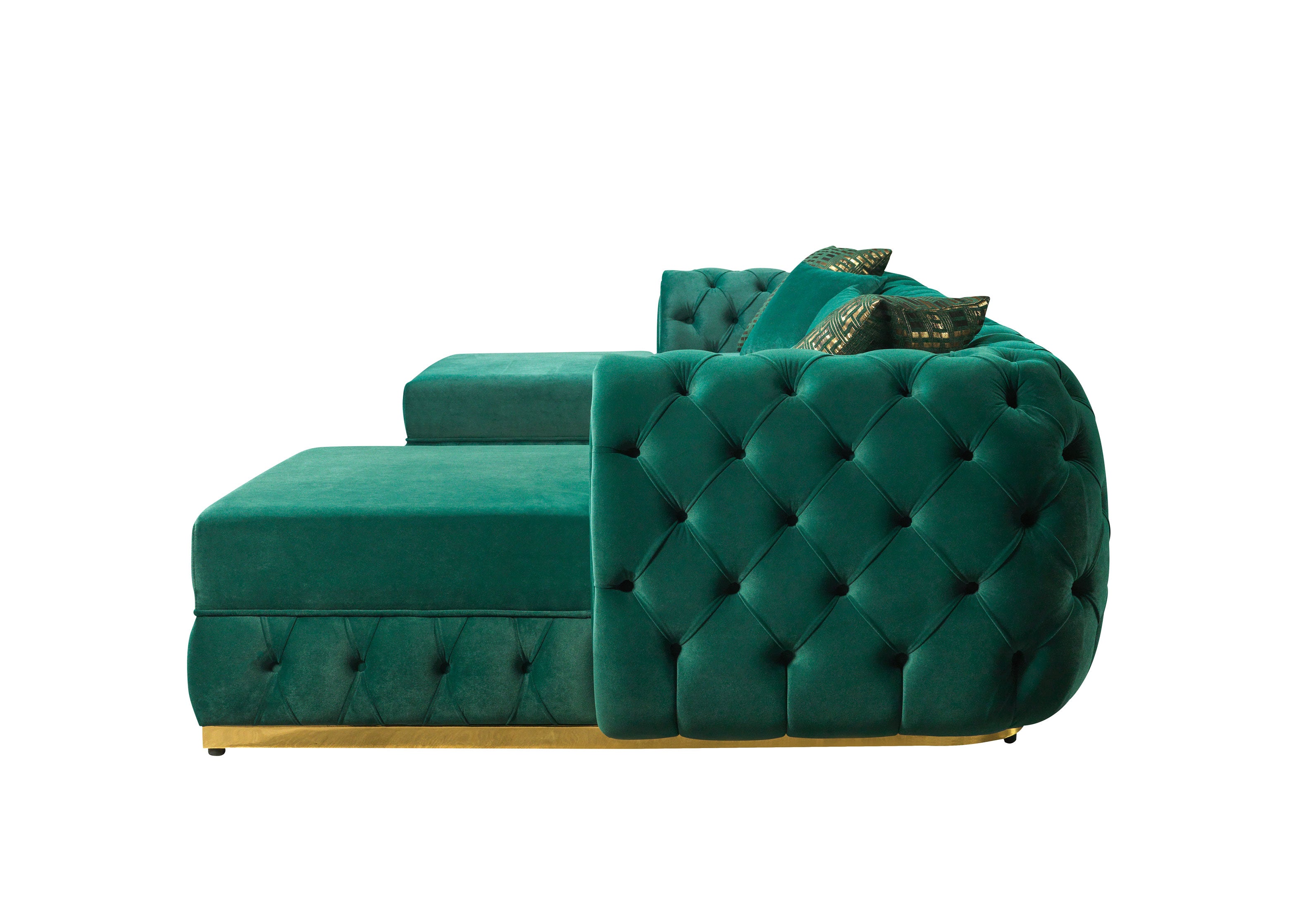 Nova Jessie Green Velvet Double Chaise 138" Sectional