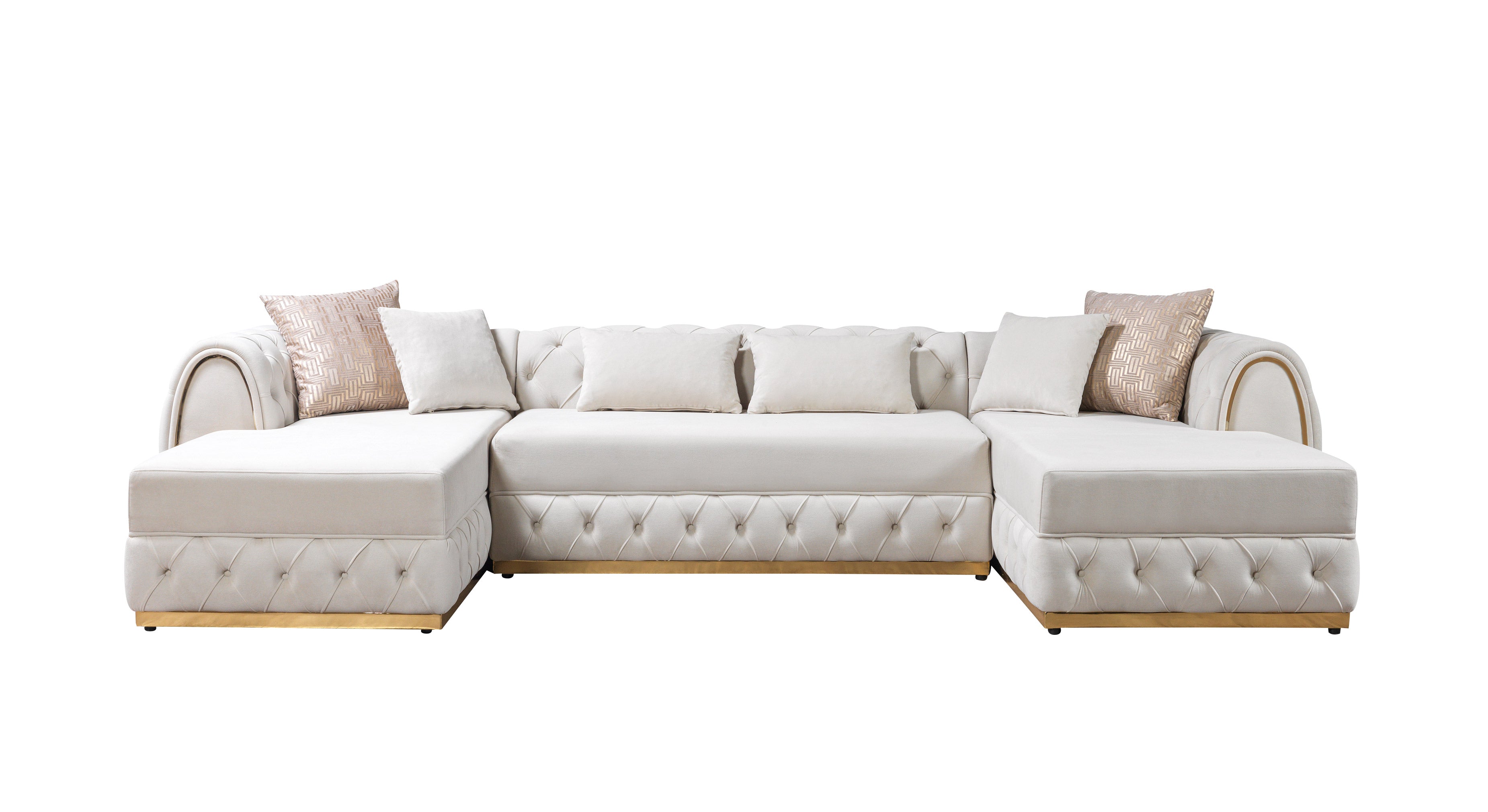 Nova Jessie Ivory Velvet Double Chaise 138" Sectional