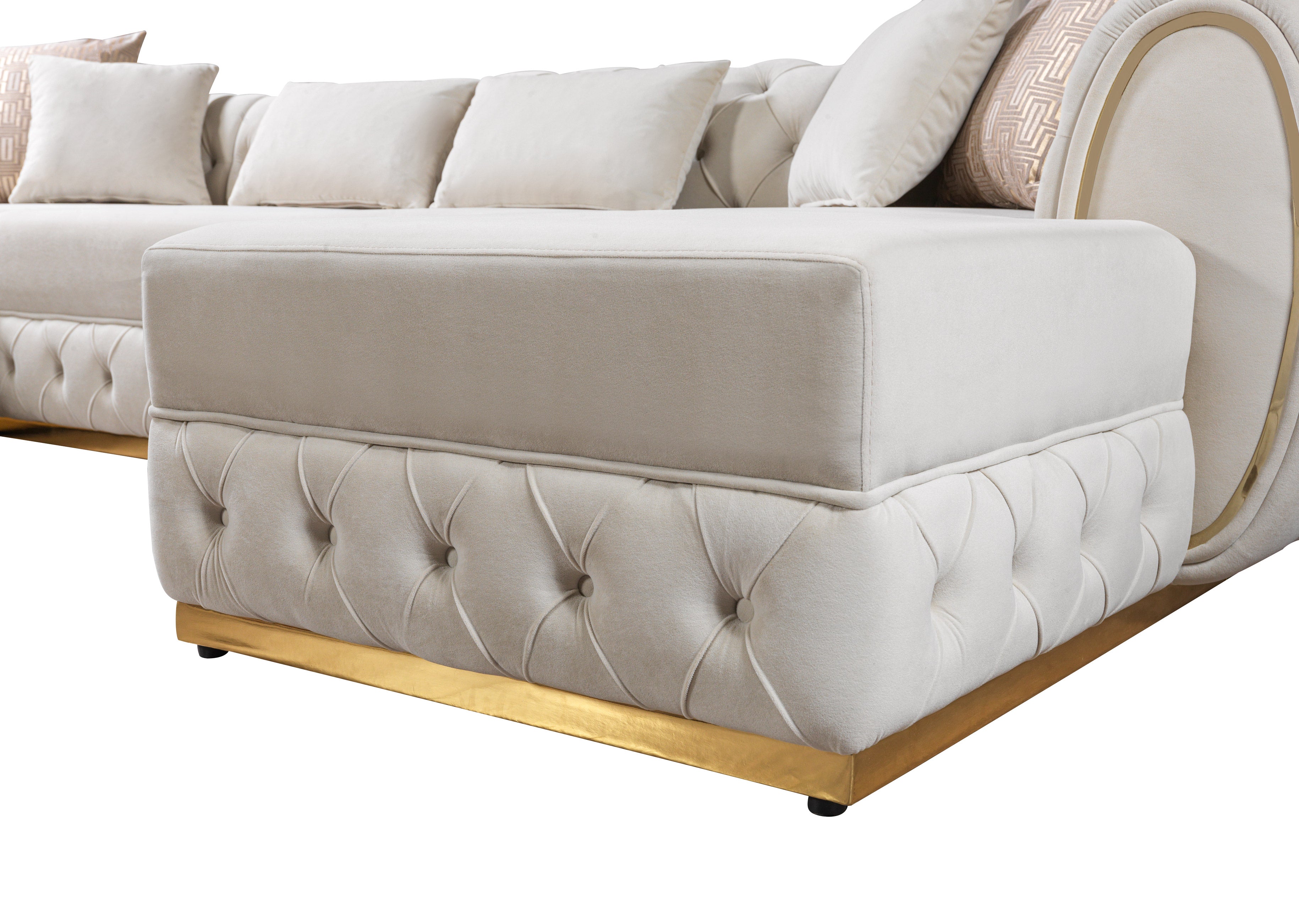 Nova Jessie Ivory Velvet Double Chaise 138" Sectional