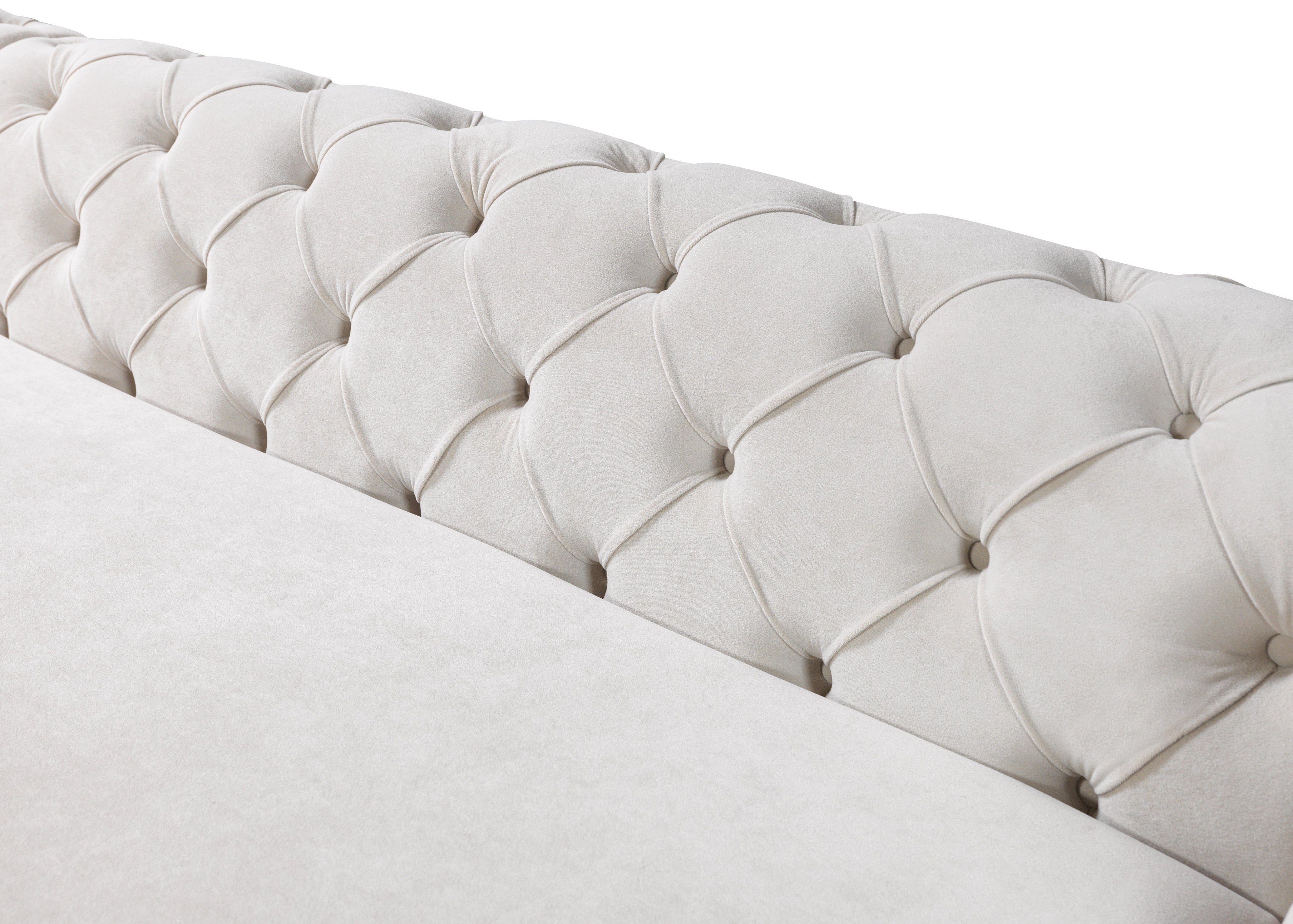 Nova Jessie Ivory Velvet Double Chaise 138" Sectional