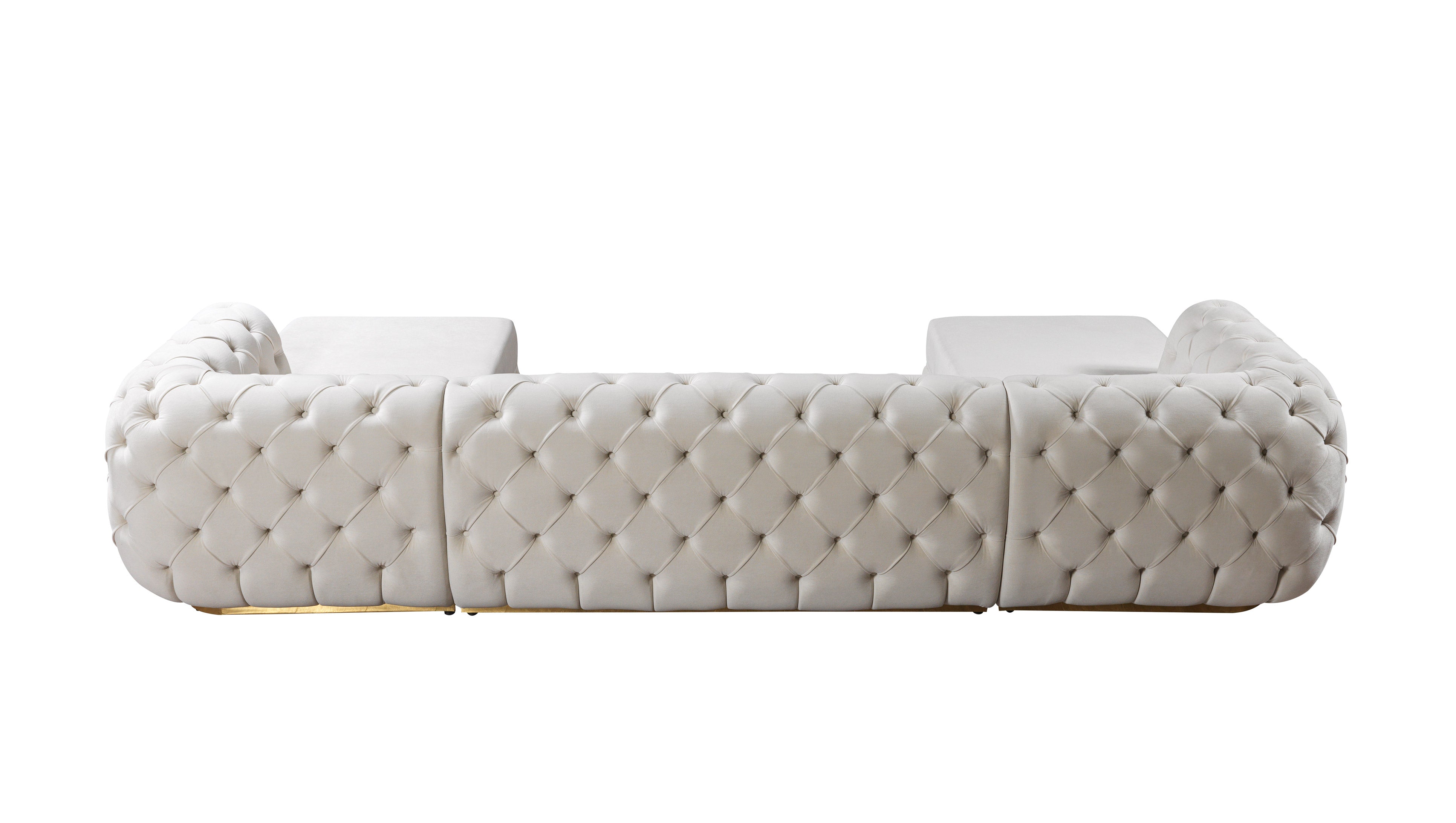 Nova Jessie Ivory Velvet Double Chaise 138" Sectional