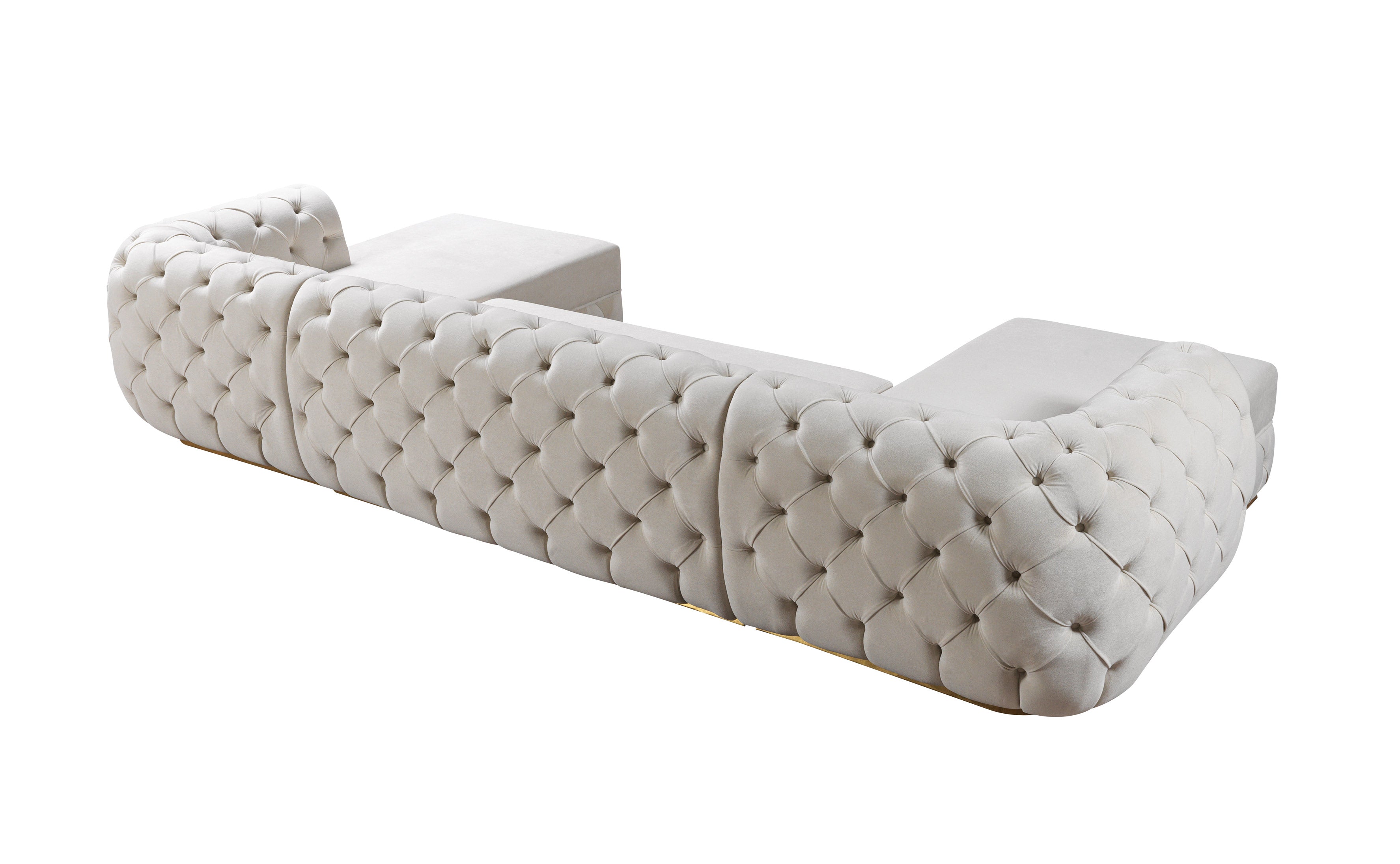 Nova Jessie Ivory Velvet Double Chaise 138" Sectional